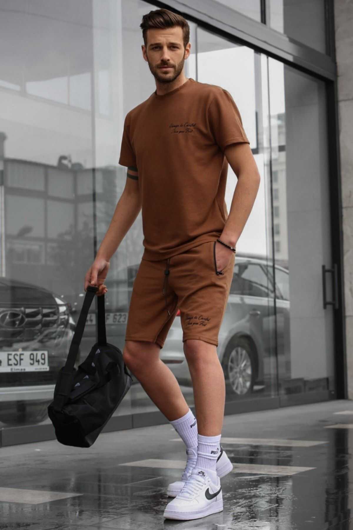 ست شلوارک مردانه چاپ مشکی