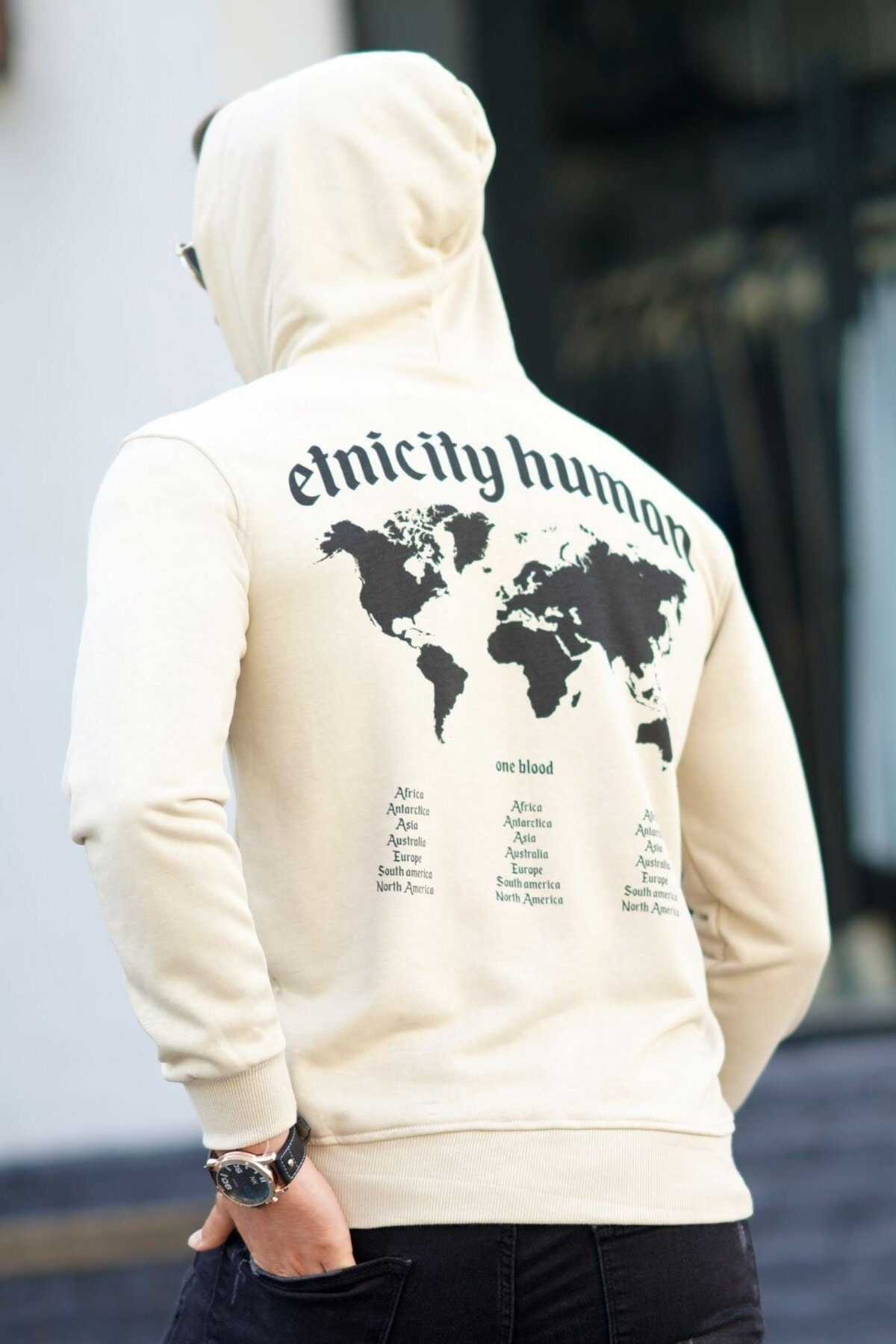 سویشرت مردانه با چاپ خاکستری رنگ شده