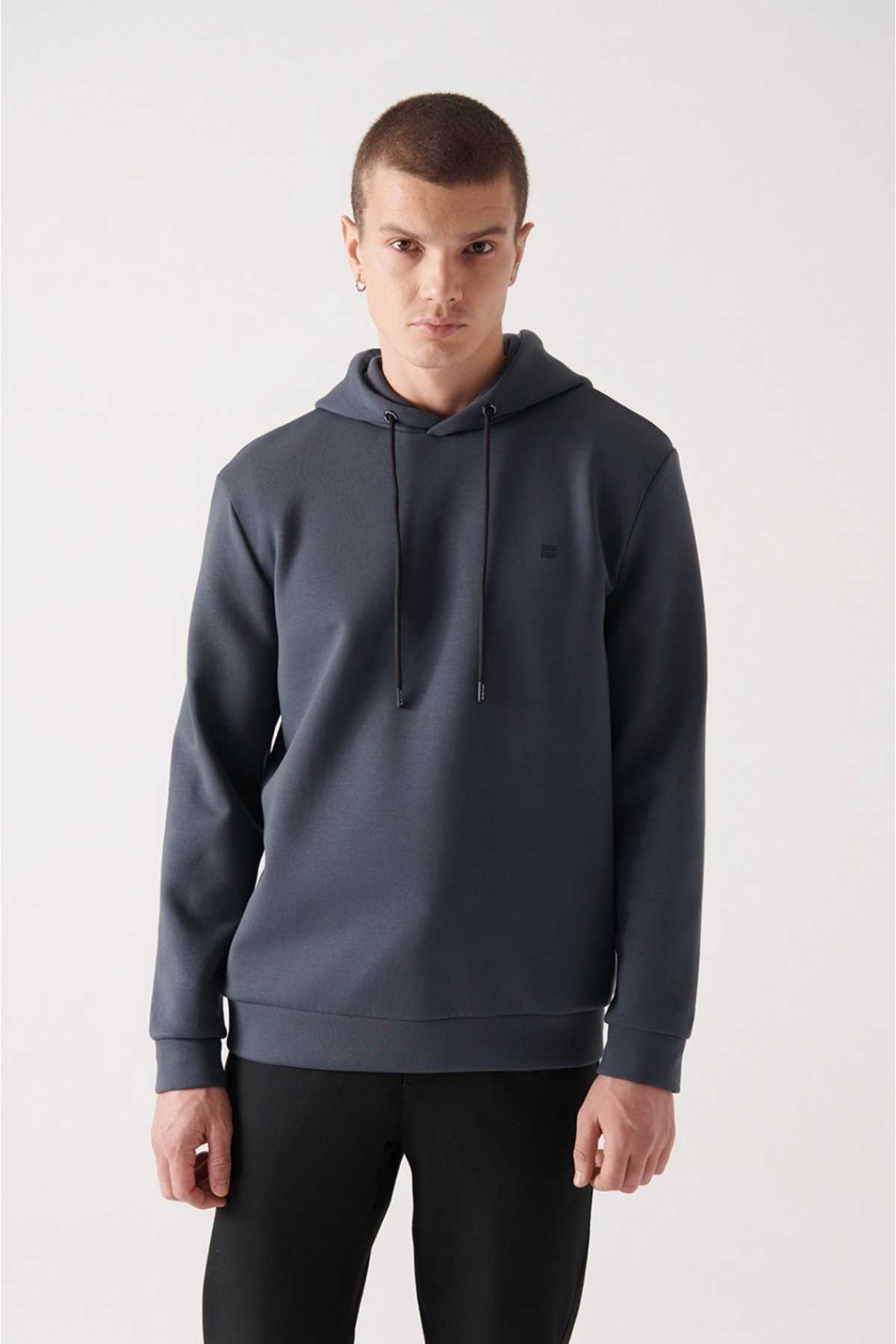 سویشرت پارچه ای آبی سرمه ای مردانه