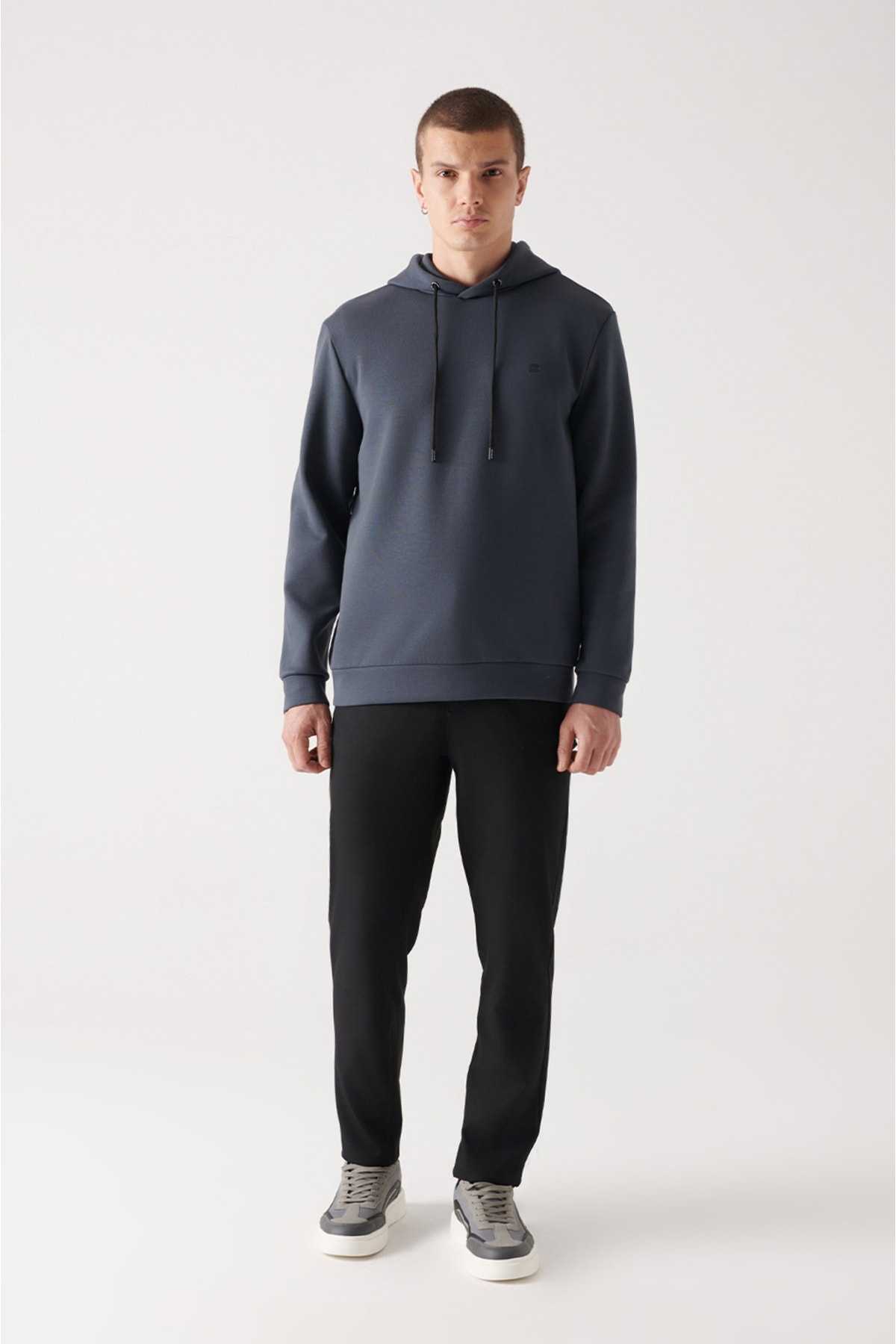 سویشرت پارچه ای آبی سرمه ای مردانه