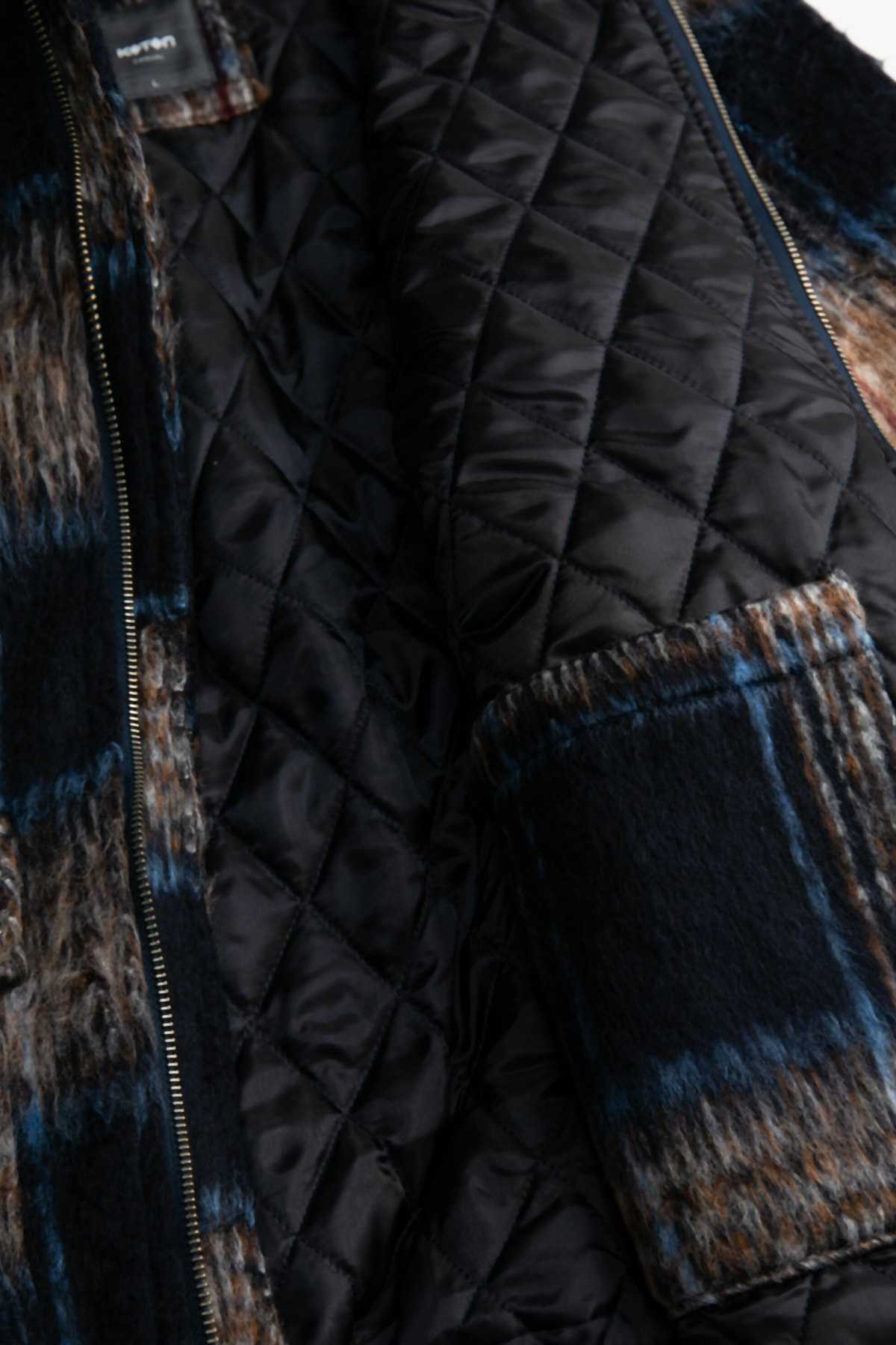 کاپشن چهارخانه آبی سرمه ای مردانه