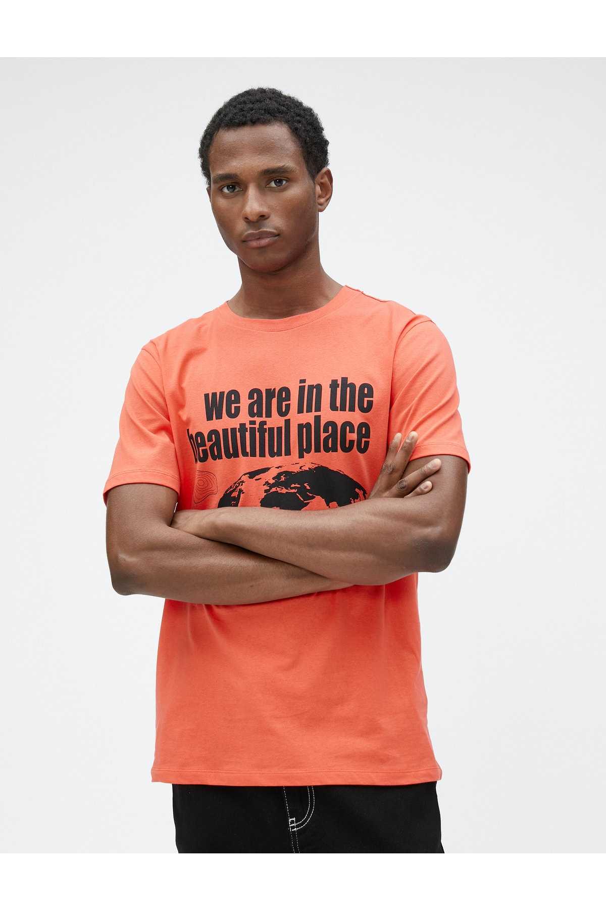 تیشرت چاپ شعار یقه خدمه اسلیم فیت نخی