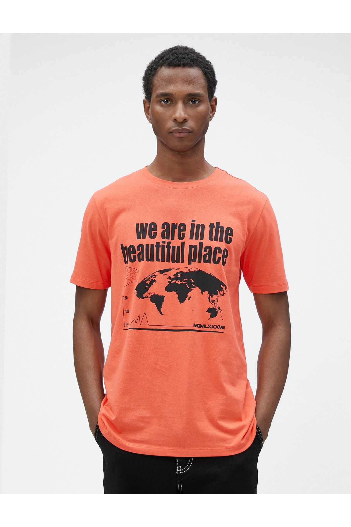 تیشرت چاپ شعار یقه خدمه اسلیم فیت نخی