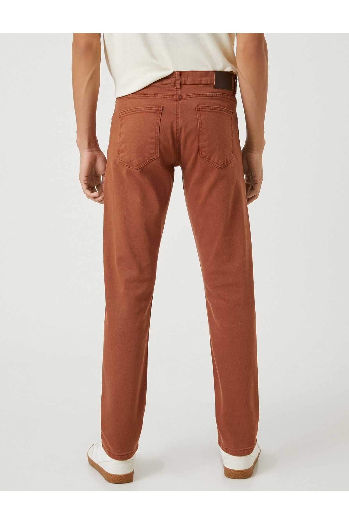 شلوار بافت پایه با جزئیات دکمه، 5 جیب