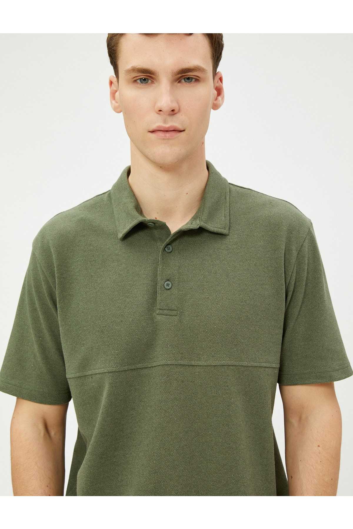 تیشرت یقه پولو مردانه آستین کوتاه با جزئیات دوخت