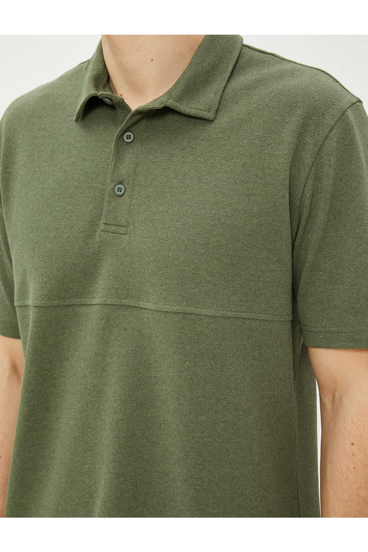 تیشرت یقه پولو مردانه آستین کوتاه با جزئیات دوخت