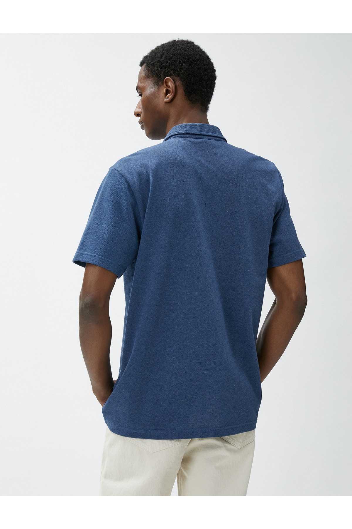 تیشرت یقه پولو مردانه آستین کوتاه با جزئیات دوخت