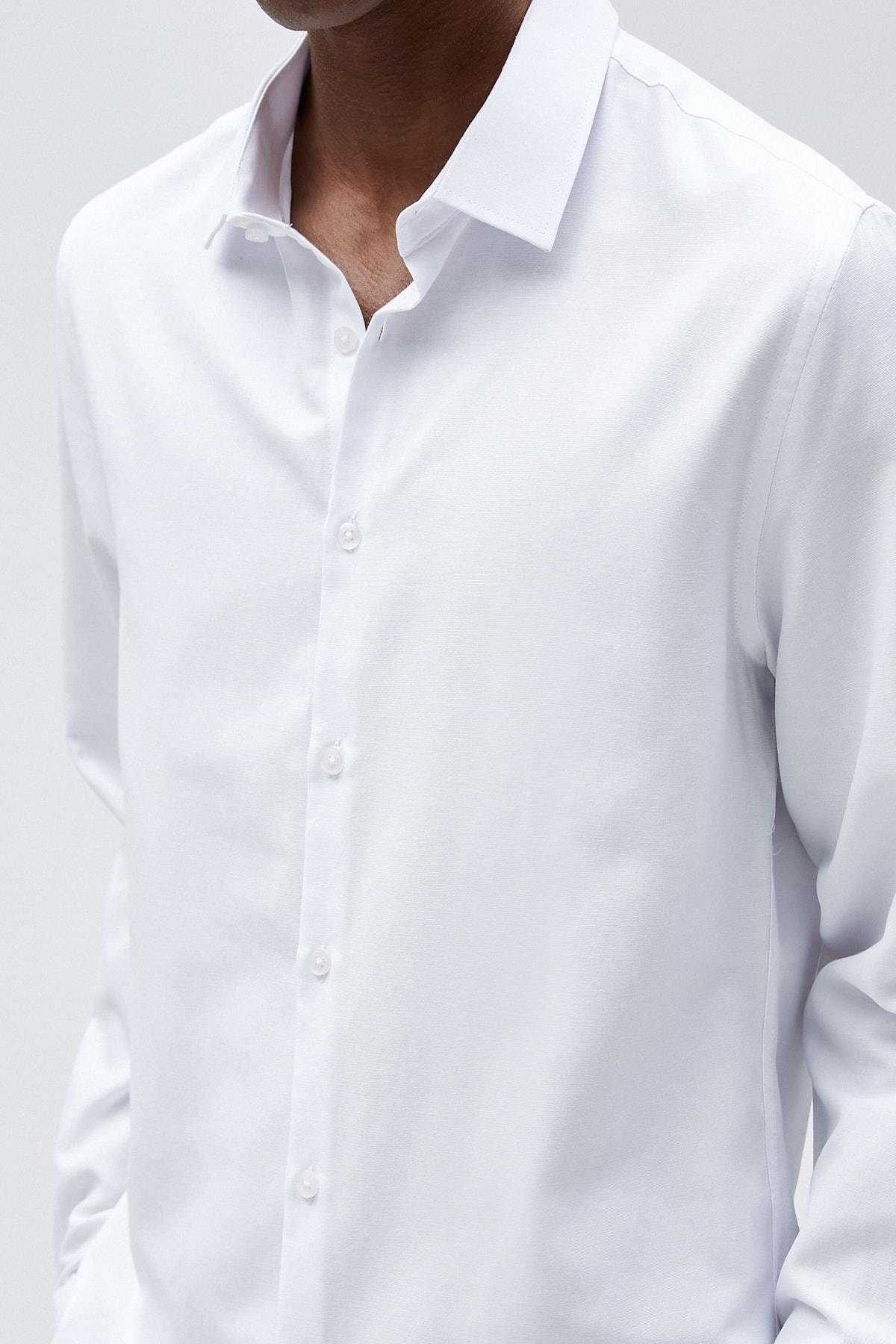 پیراهن اسپرت باریک با یقه کلاسیک آستین بلند غیر آهنی