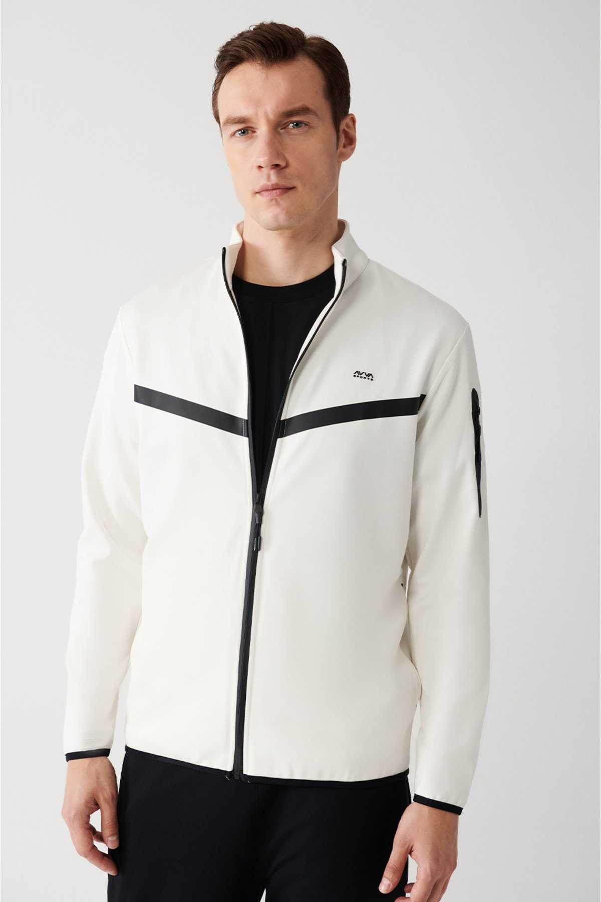 سوئیشرت با یقه ایستاده پارچه ای اینترلاک خاکستری