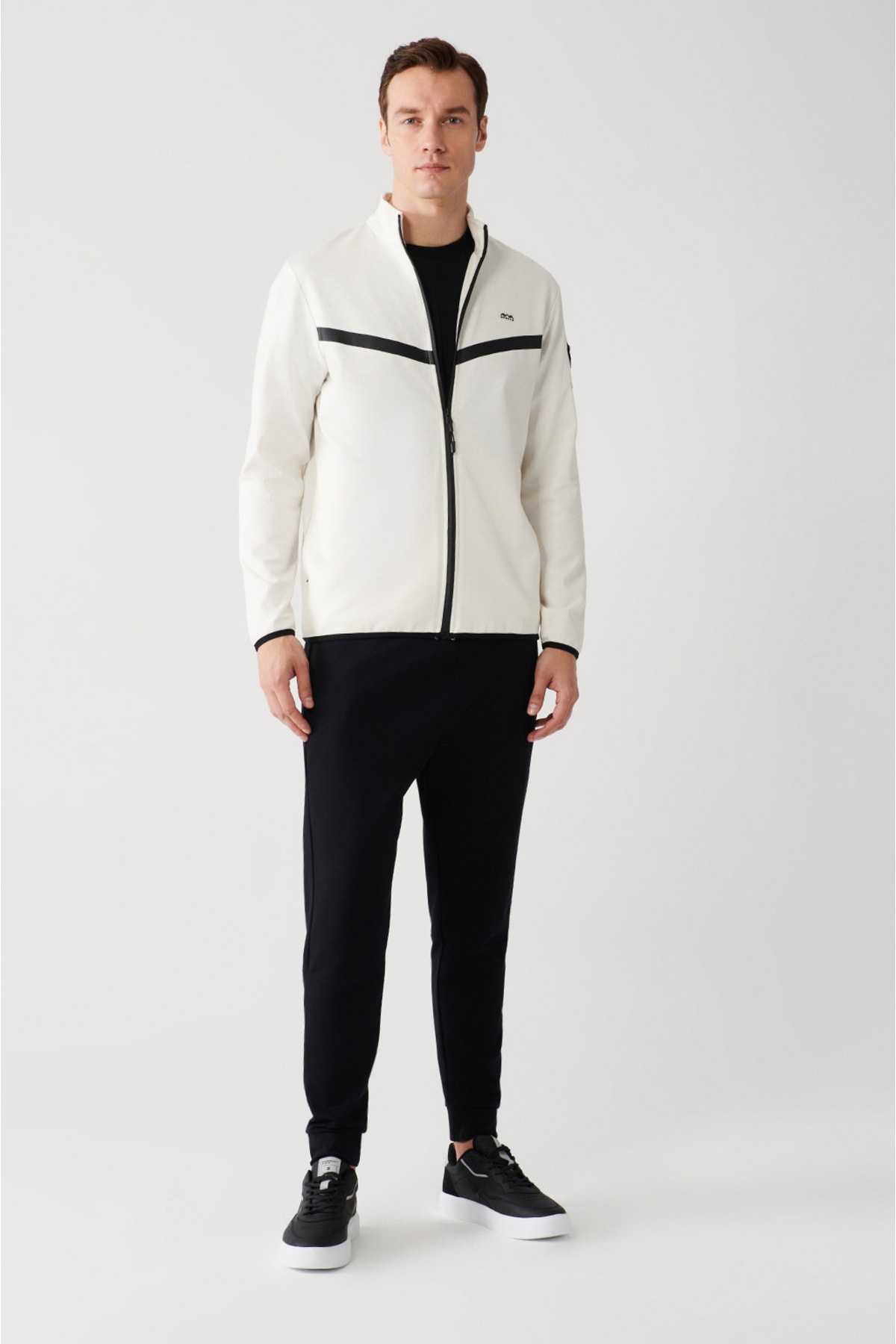 سوئیشرت با یقه ایستاده پارچه ای اینترلاک خاکستری