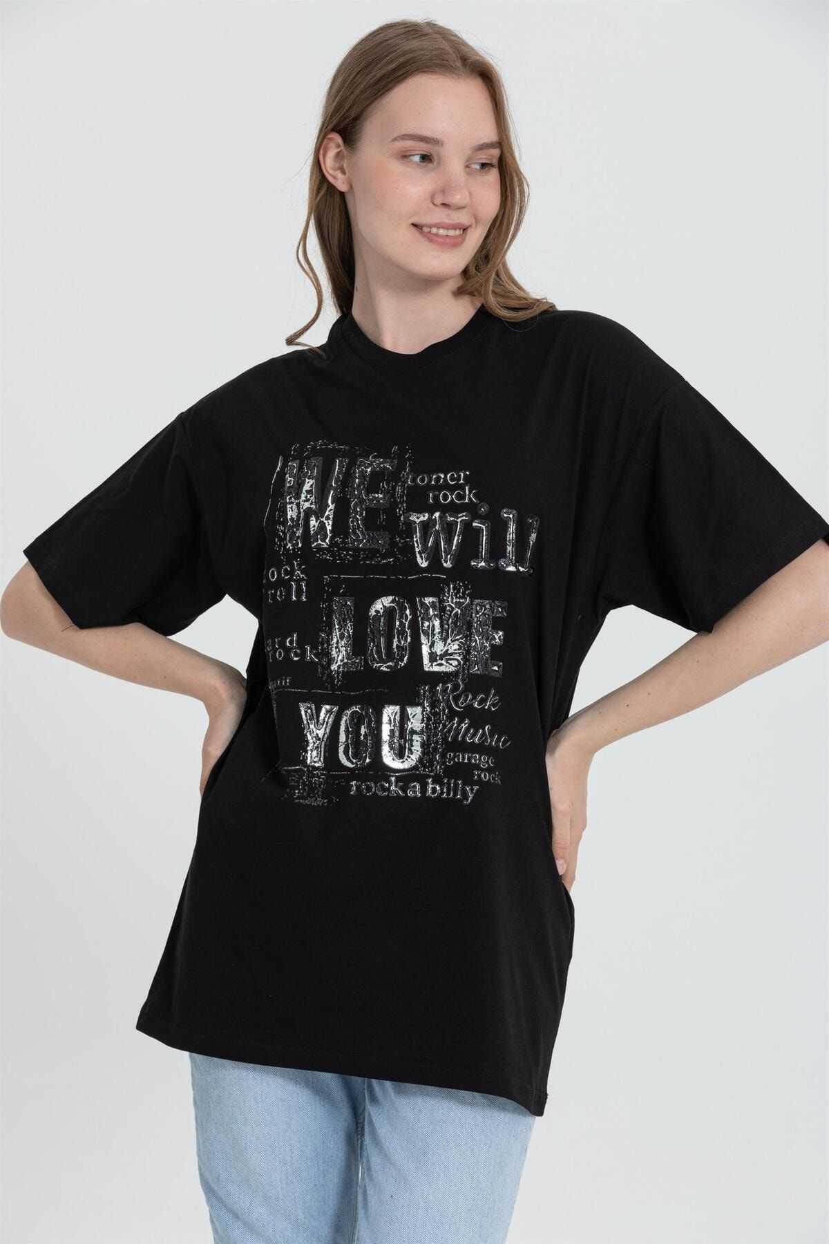 تیشرت با چاپ برجسته نقره R-5712