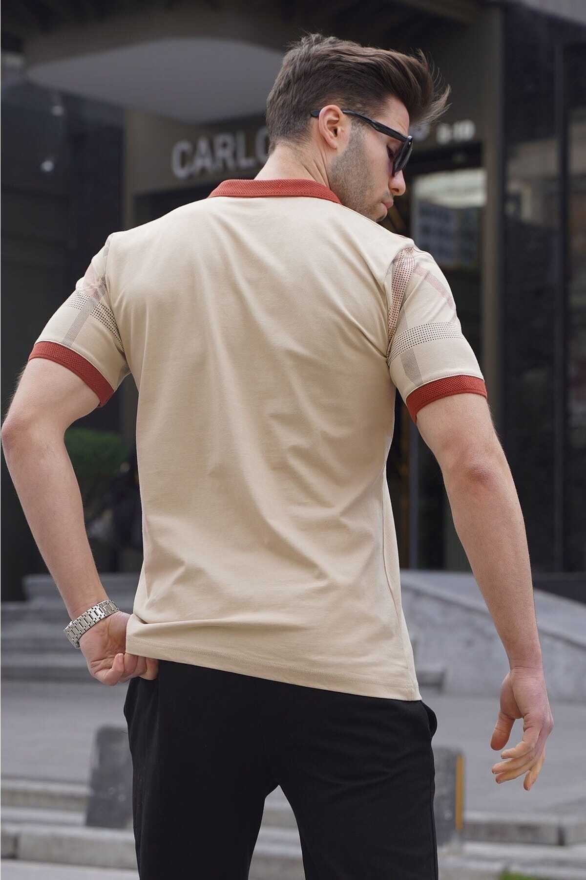 تیشرت مردانه یقه پولو طرح دار مشکی