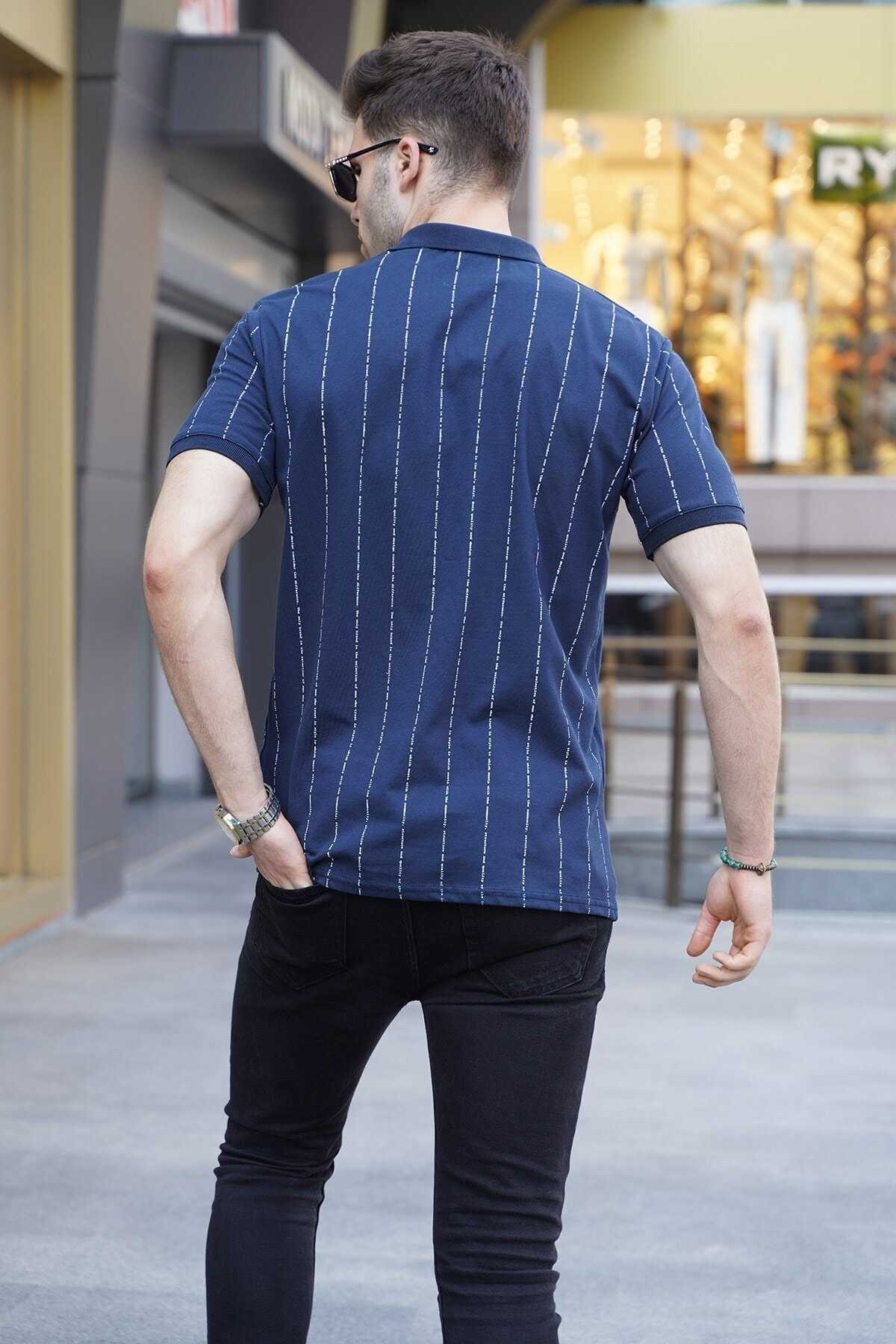 تیشرت یقه پولو راه راه سبز نعنایی