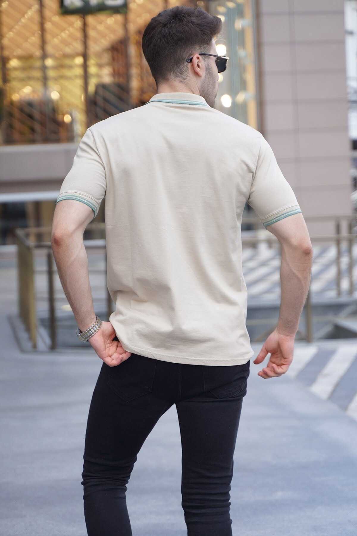 تیشرت یقه پولو راه راه خاکستری