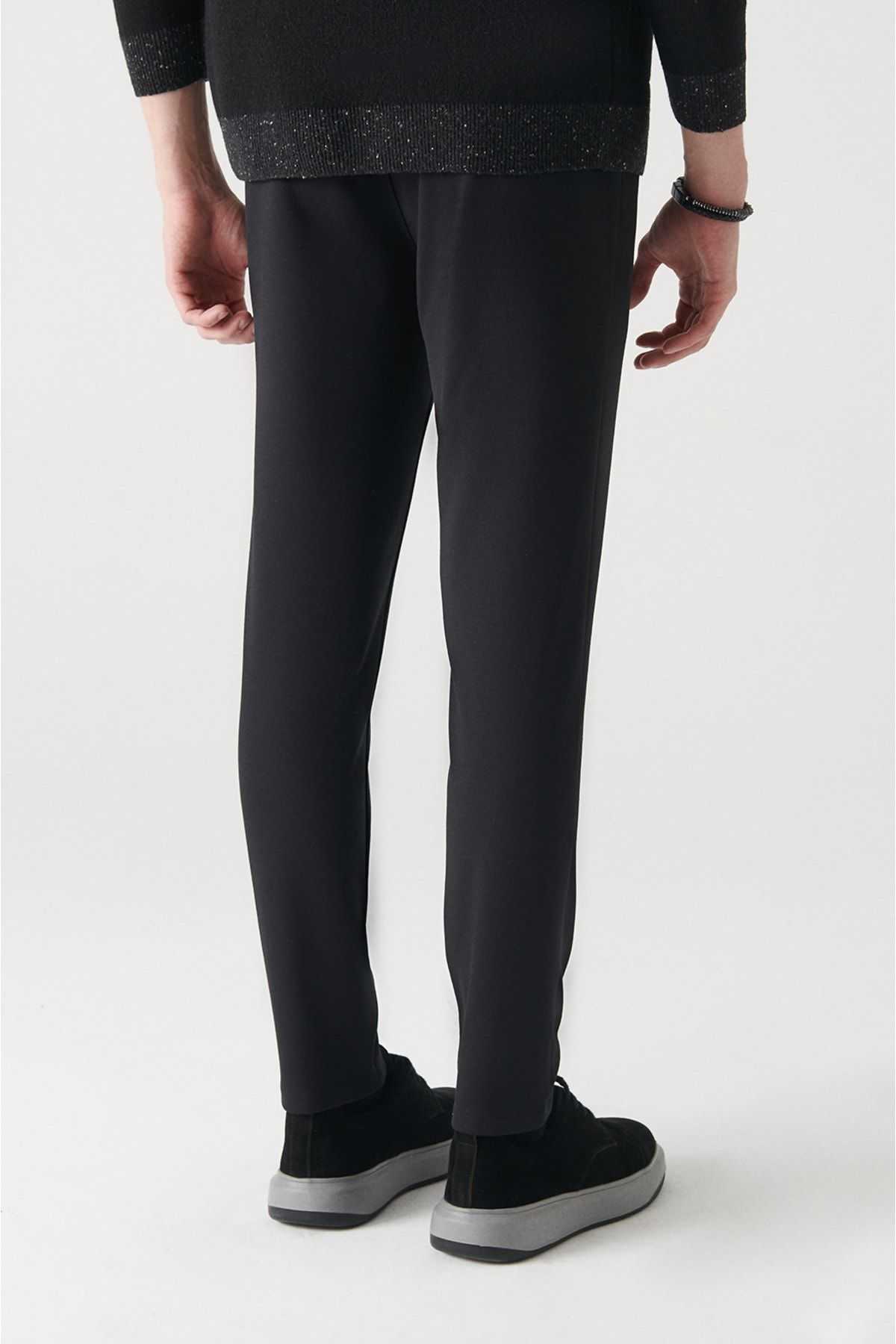 شلوار مردانه مشکی کشدار کمربند با تناسب ریلکس و مناسب گاه به گاه