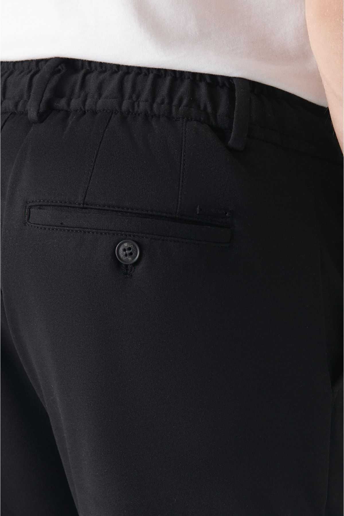 شلوار مردانه مشکی کشدار کمربند با تناسب ریلکس و مناسب گاه به گاه