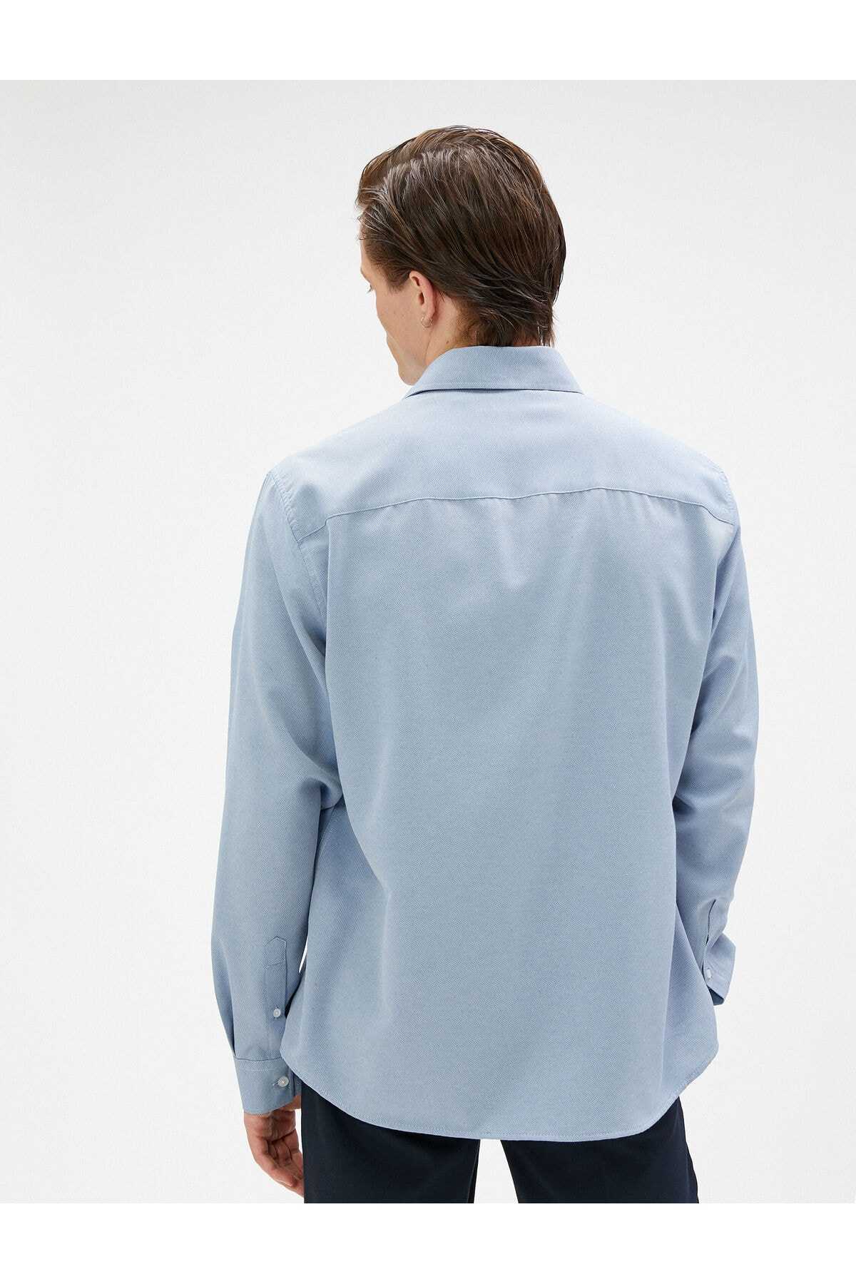 پیراهن پایه کلاسیک یقه آستین بلند دکمه دار غیر آهنی