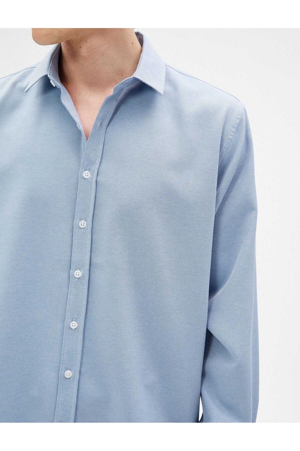 پیراهن پایه کلاسیک یقه آستین بلند دکمه دار غیر آهنی