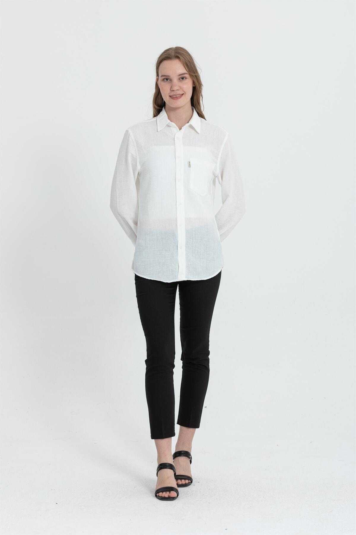 پیراهن آستین بلند یقه ای R-3935 تک جیب