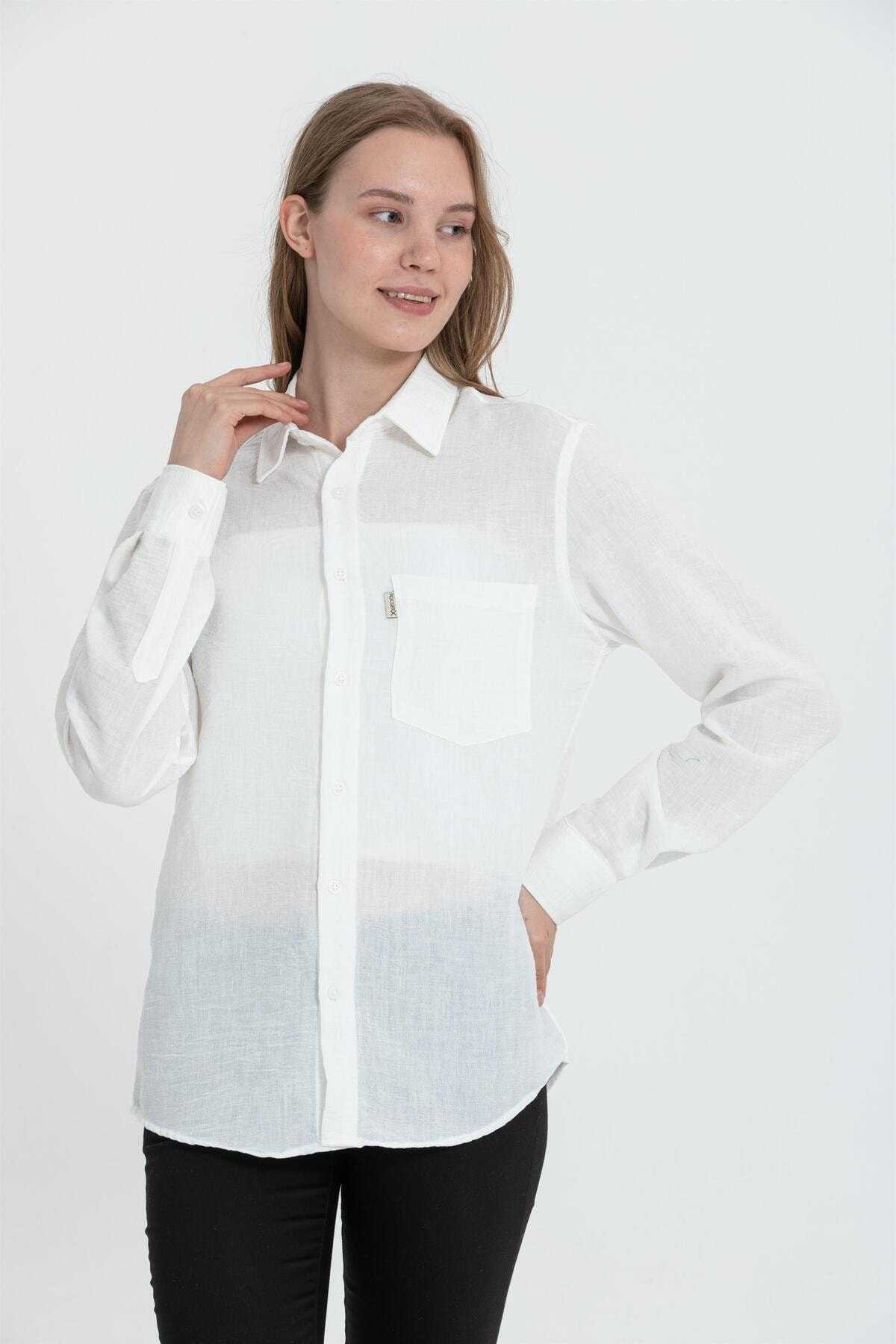 پیراهن آستین بلند یقه ای R-3935 تک جیب