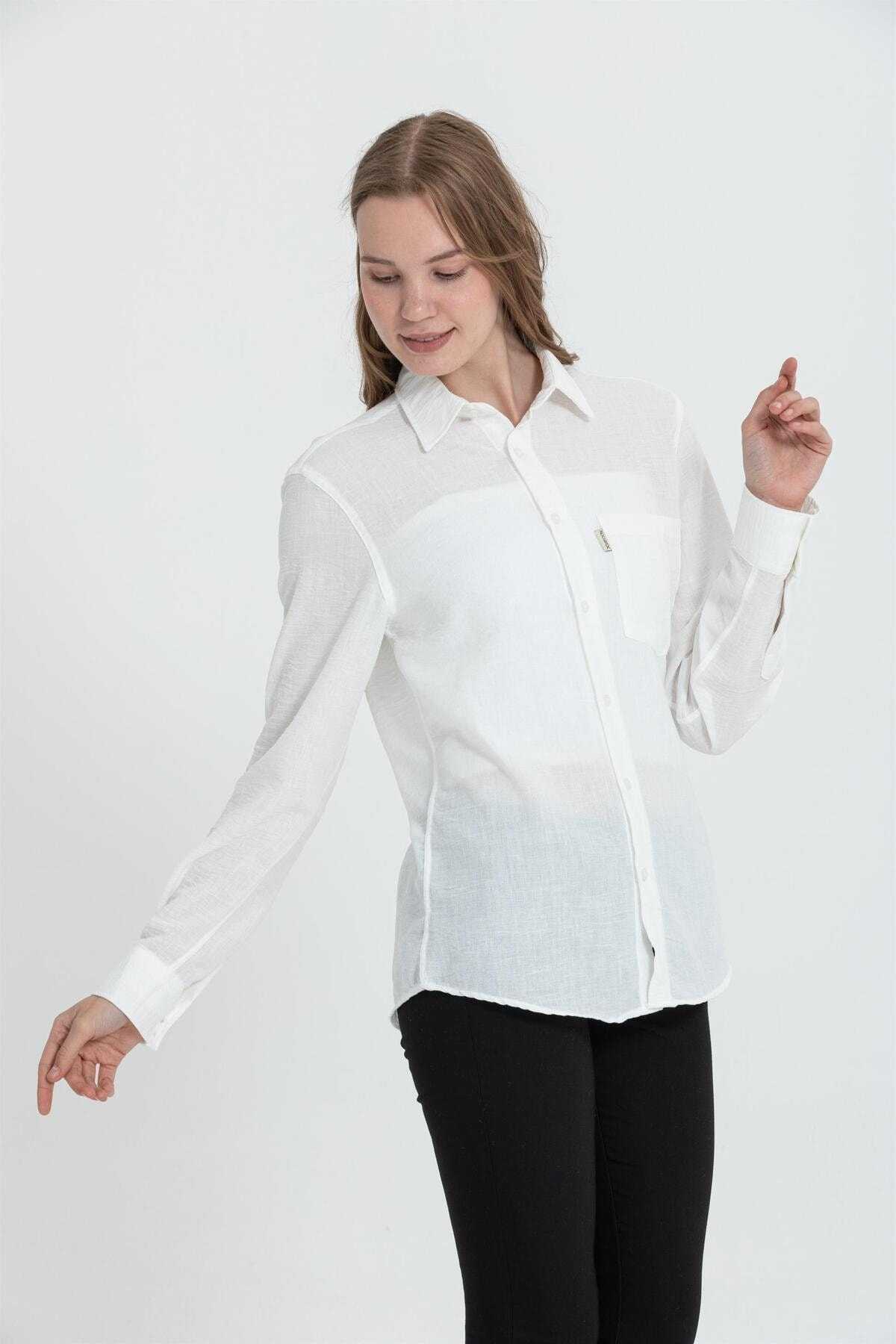 پیراهن آستین بلند یقه ای R-3935 تک جیب