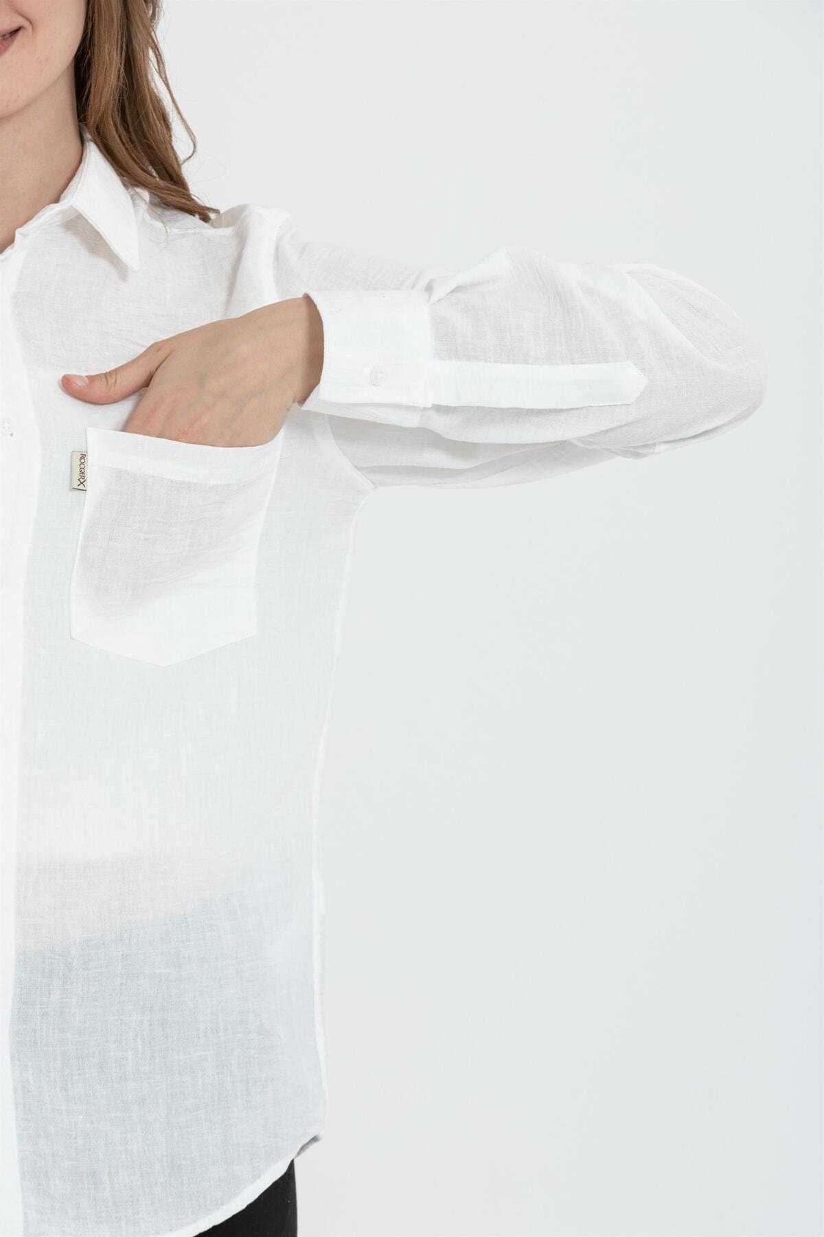 پیراهن آستین بلند یقه ای R-3935 تک جیب