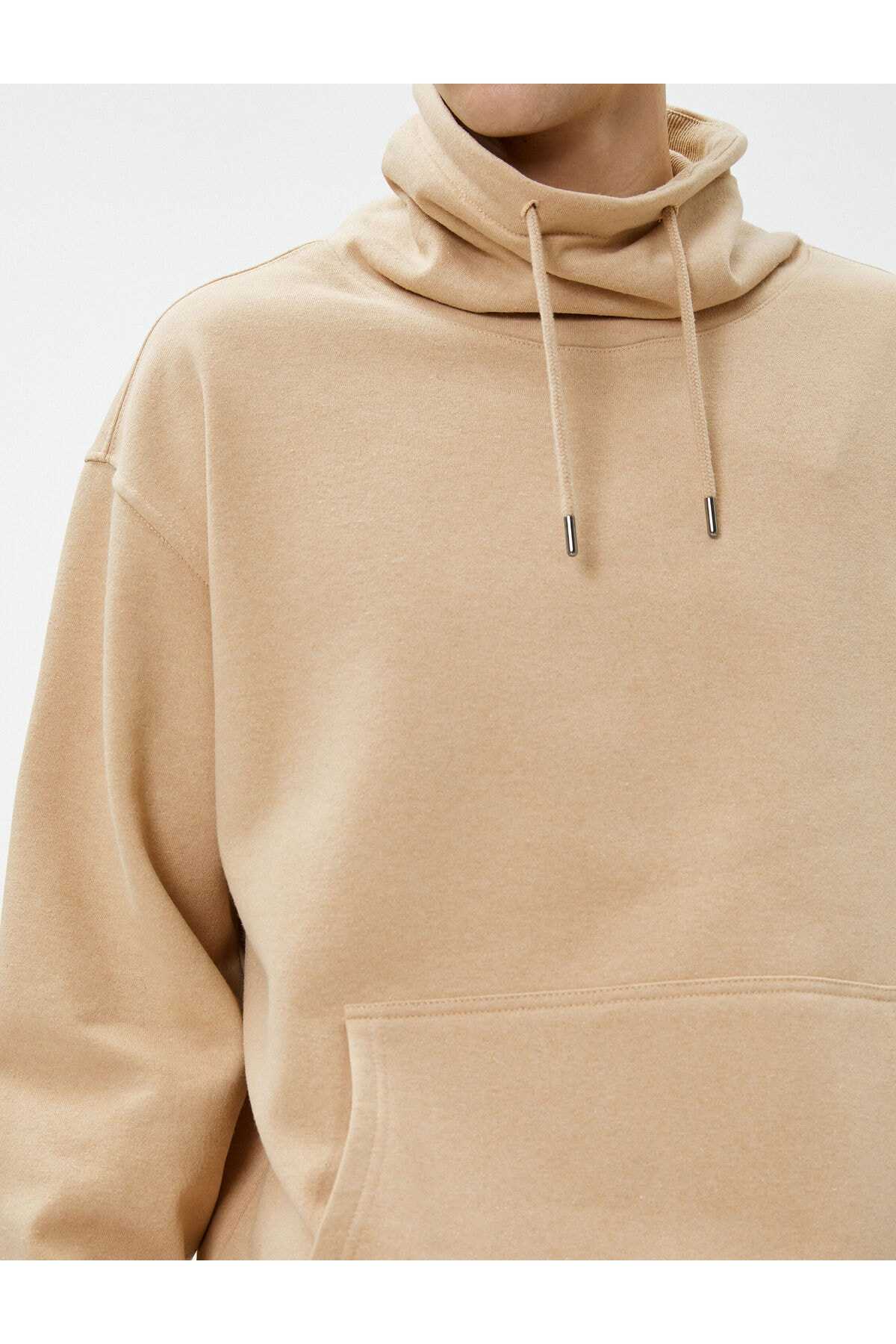 بند بند جیبی یقه شال کانگورو سویشرت بزرگ