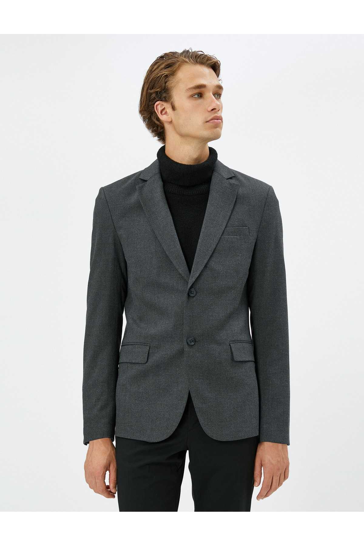 ژاکت بلیزر دو جیب دکمه دار