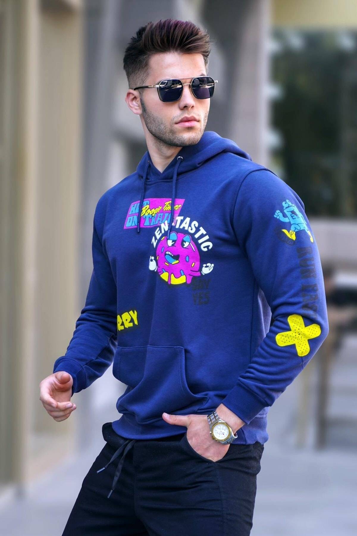 سویشرت هودی با چاپ خاکستری رنگ شده