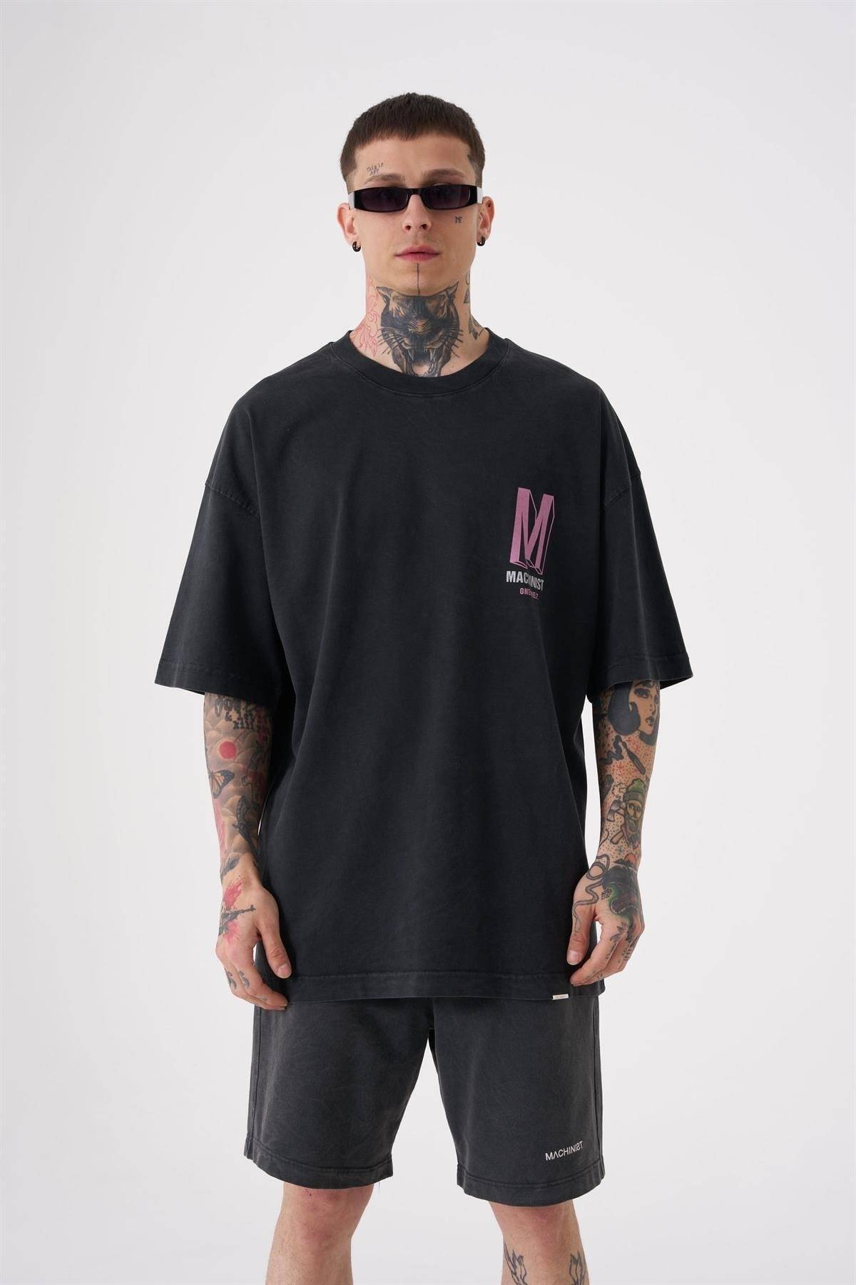 تیشرت پرینت شسته ONENINE87 ASP-PINK