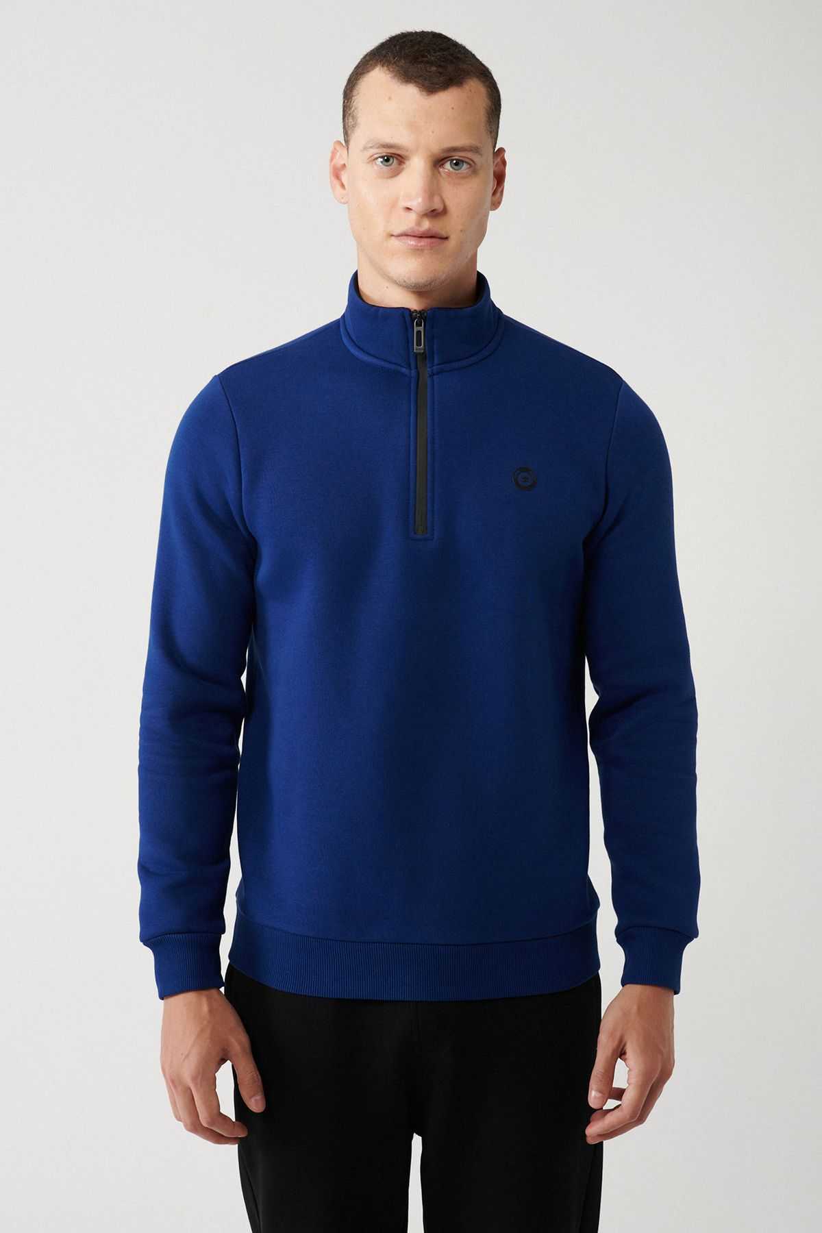 سویشرت یونیسکس یقه ای مشکی زیپ دار 3 نخی