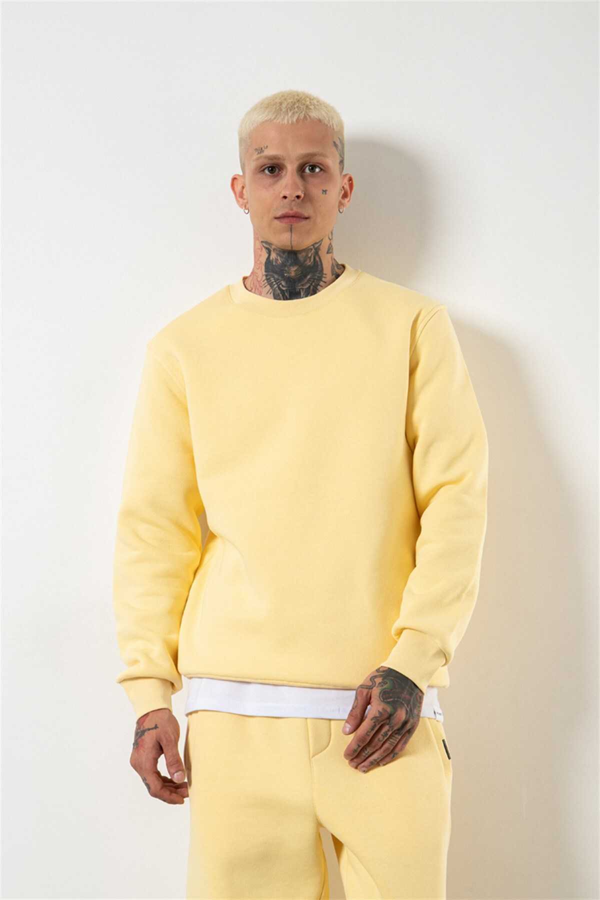 سویشرت مردانه یقه خدمه معمولی خاکستری روشن