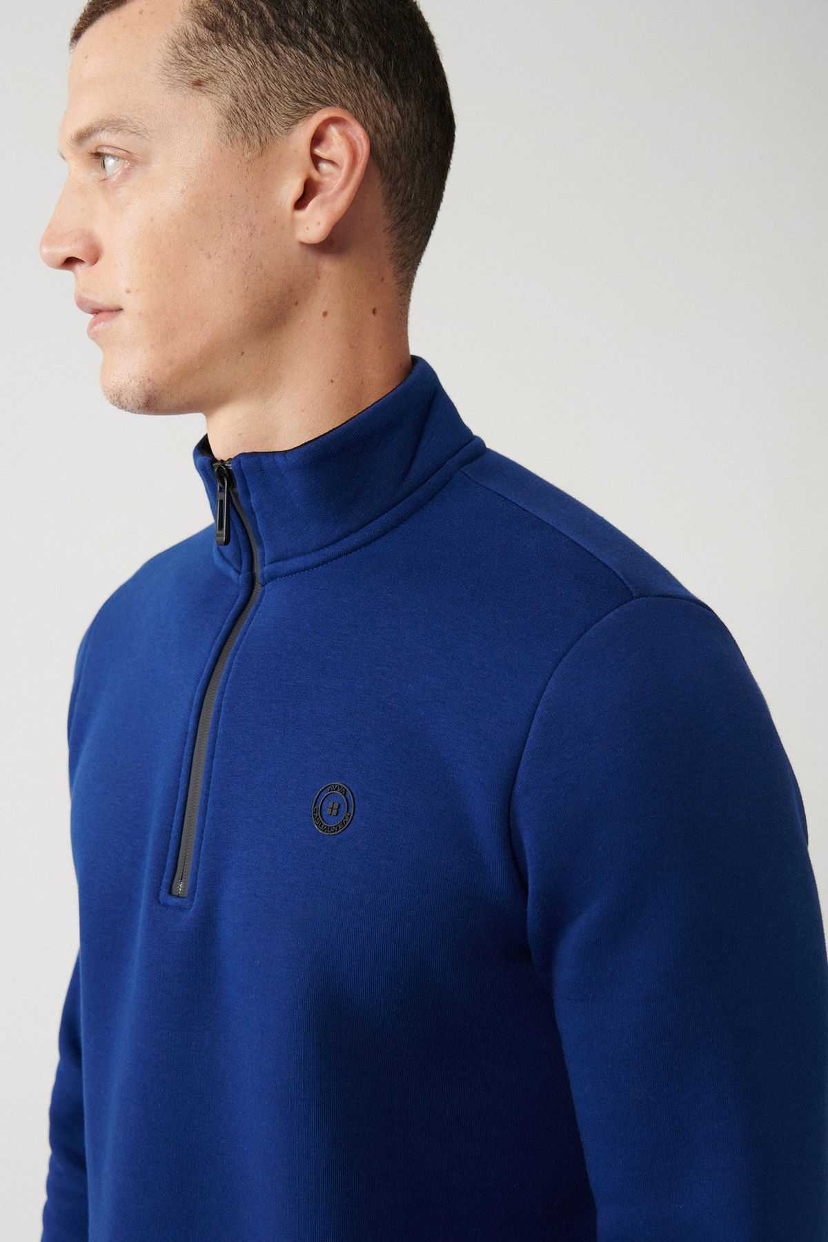 سویشرت یونیسکس یقه ای مشکی زیپ دار 3 نخی