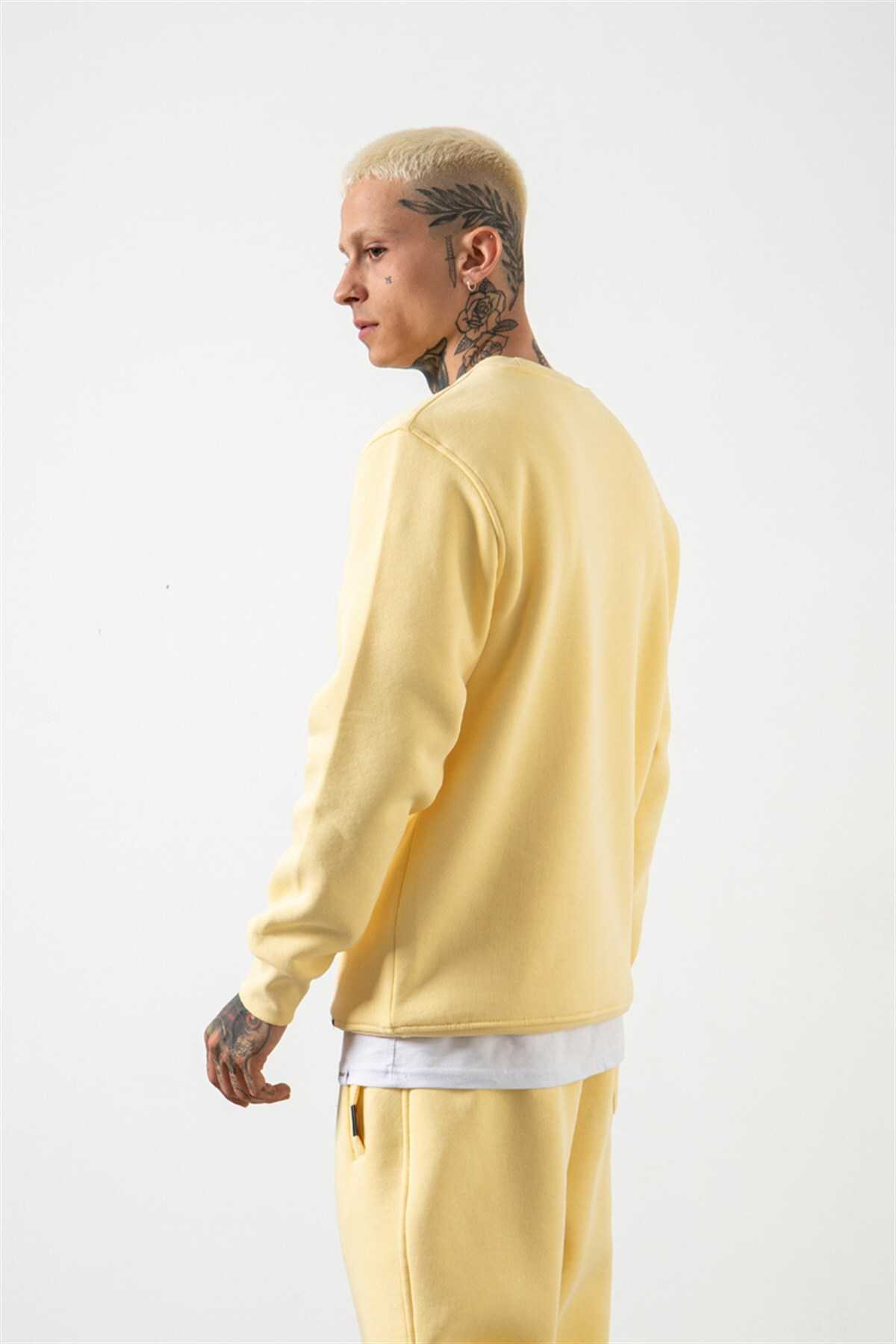 سویشرت مردانه یقه خدمه معمولی خاکستری روشن