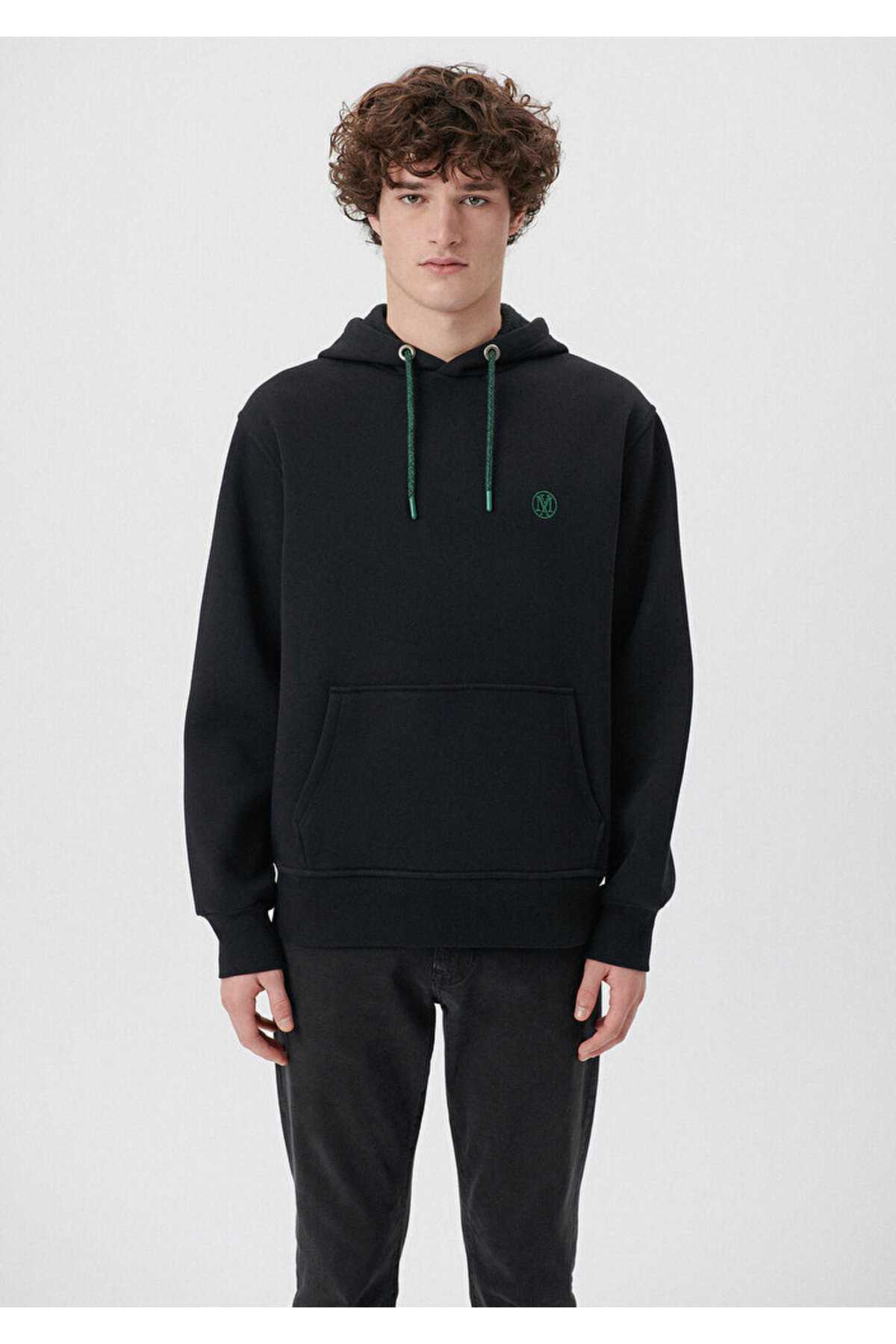 سویشرت سرپوش نارنجی لوگو دوزی شده -70481