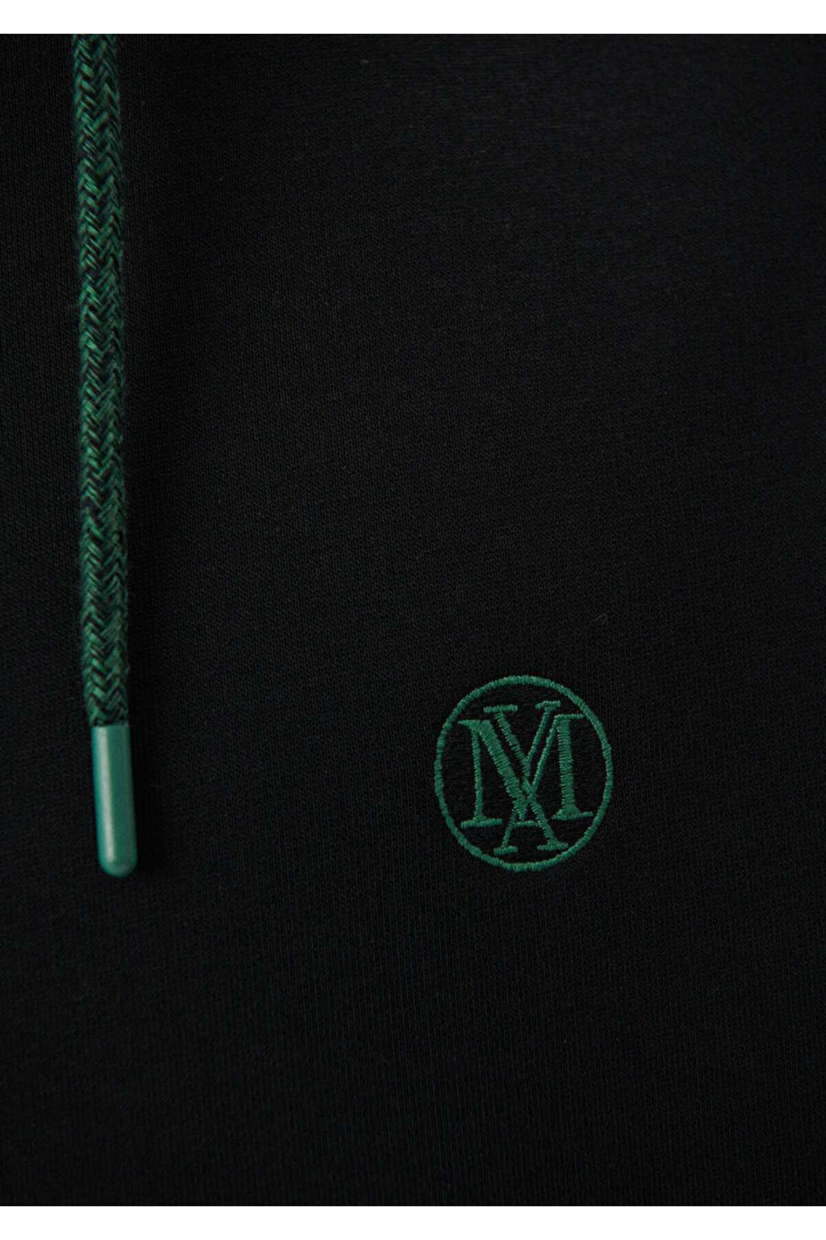 سویشرت سرپوش نارنجی لوگو دوزی شده -70481