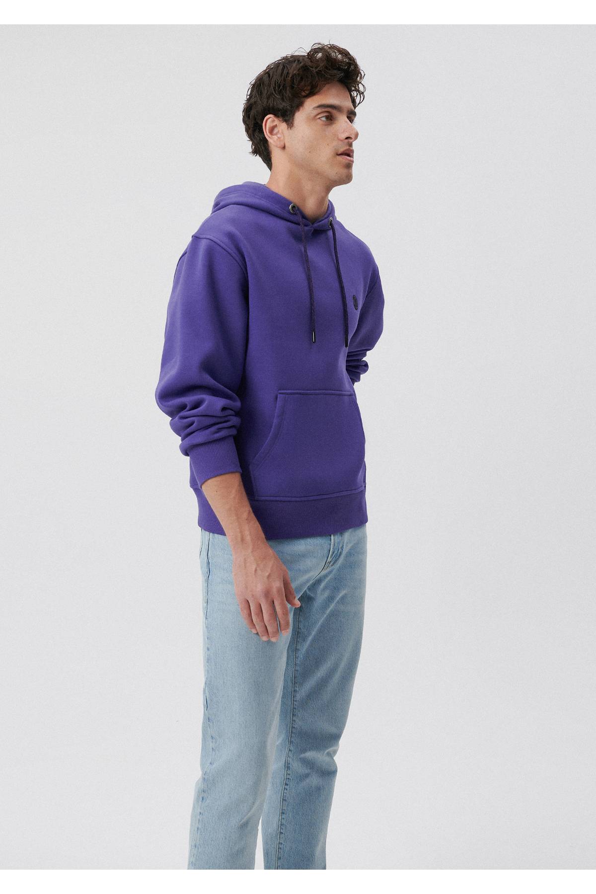 سویشرت سرپوش نارنجی لوگو دوزی شده -70481