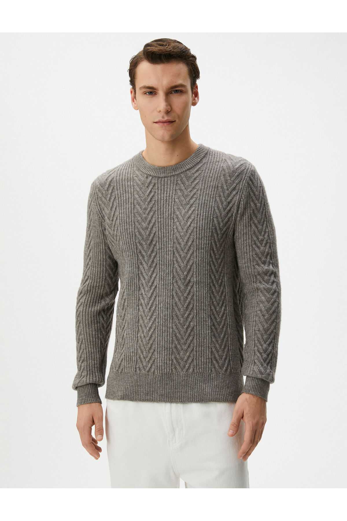 ژاکت بافتنی یقه آستین بلند بافتنی