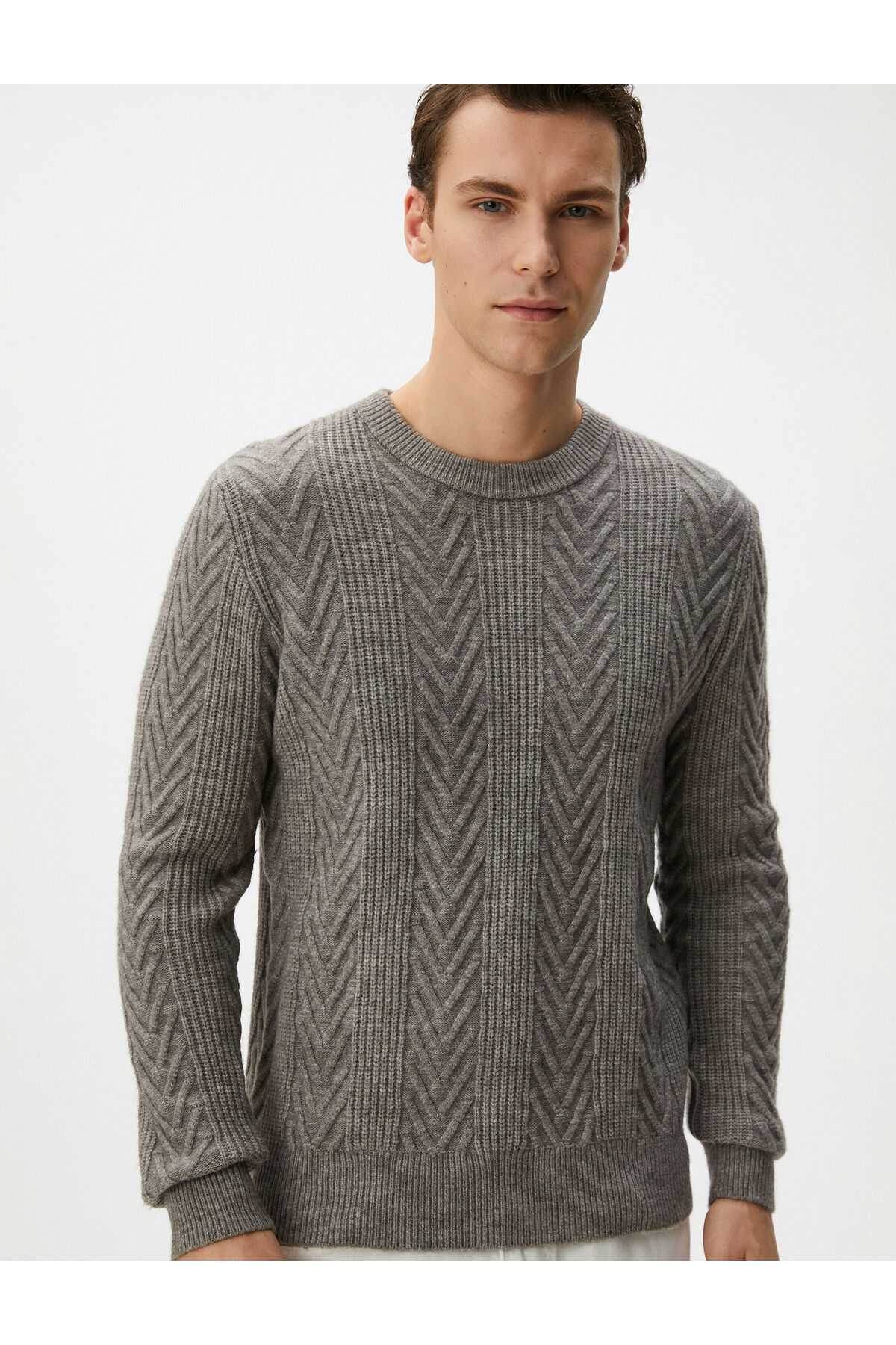 ژاکت بافتنی یقه آستین بلند بافتنی