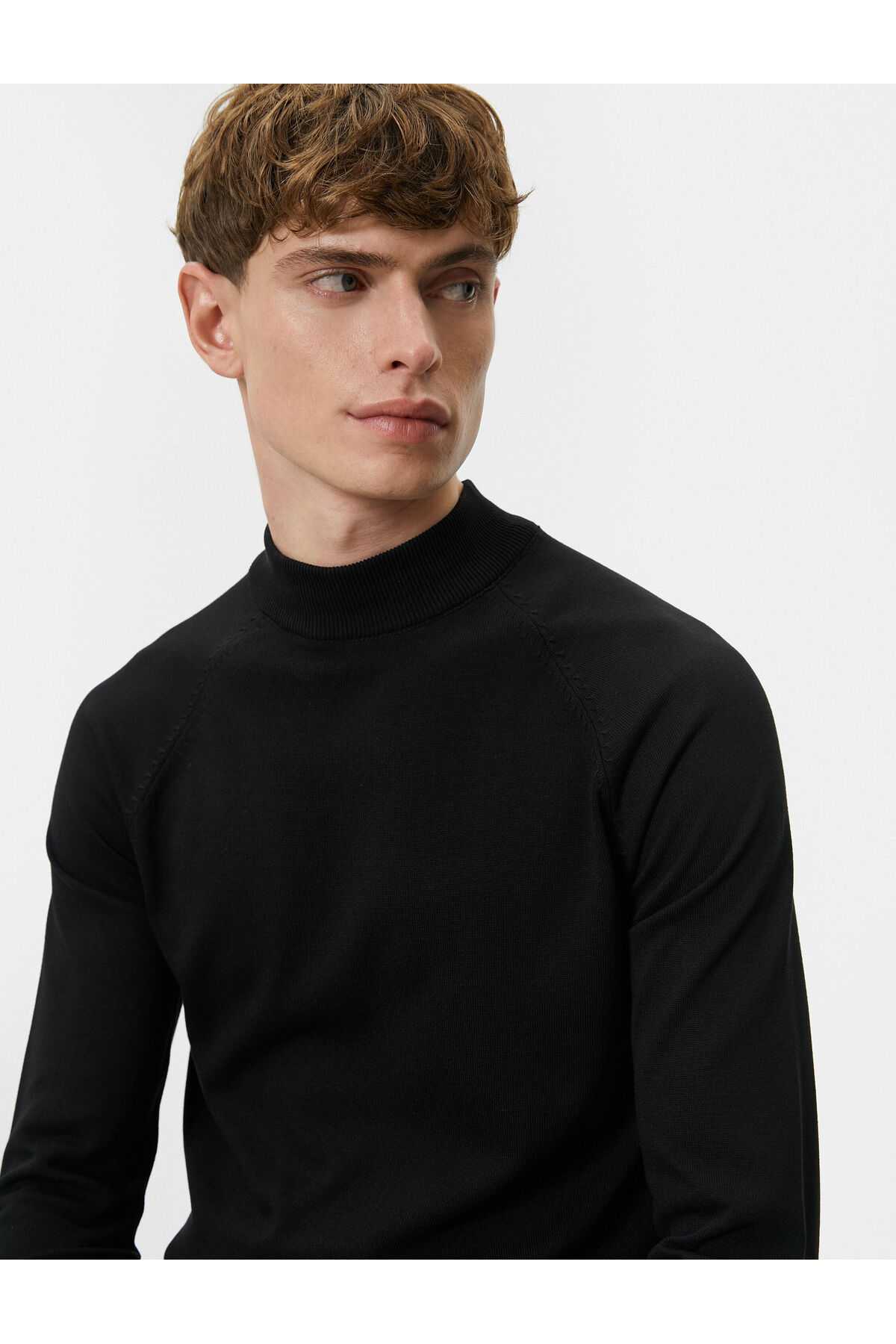 ژاکت نیمه یقه اسلیم لباس بافتنی آستین بلند