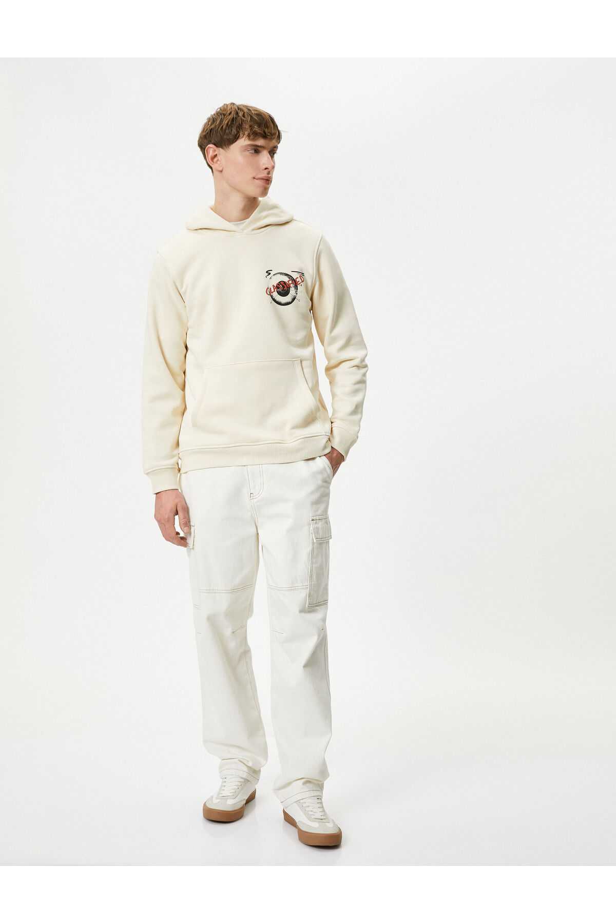 برش راحت کانگورو جیبی هودی هودی چاپی پشت