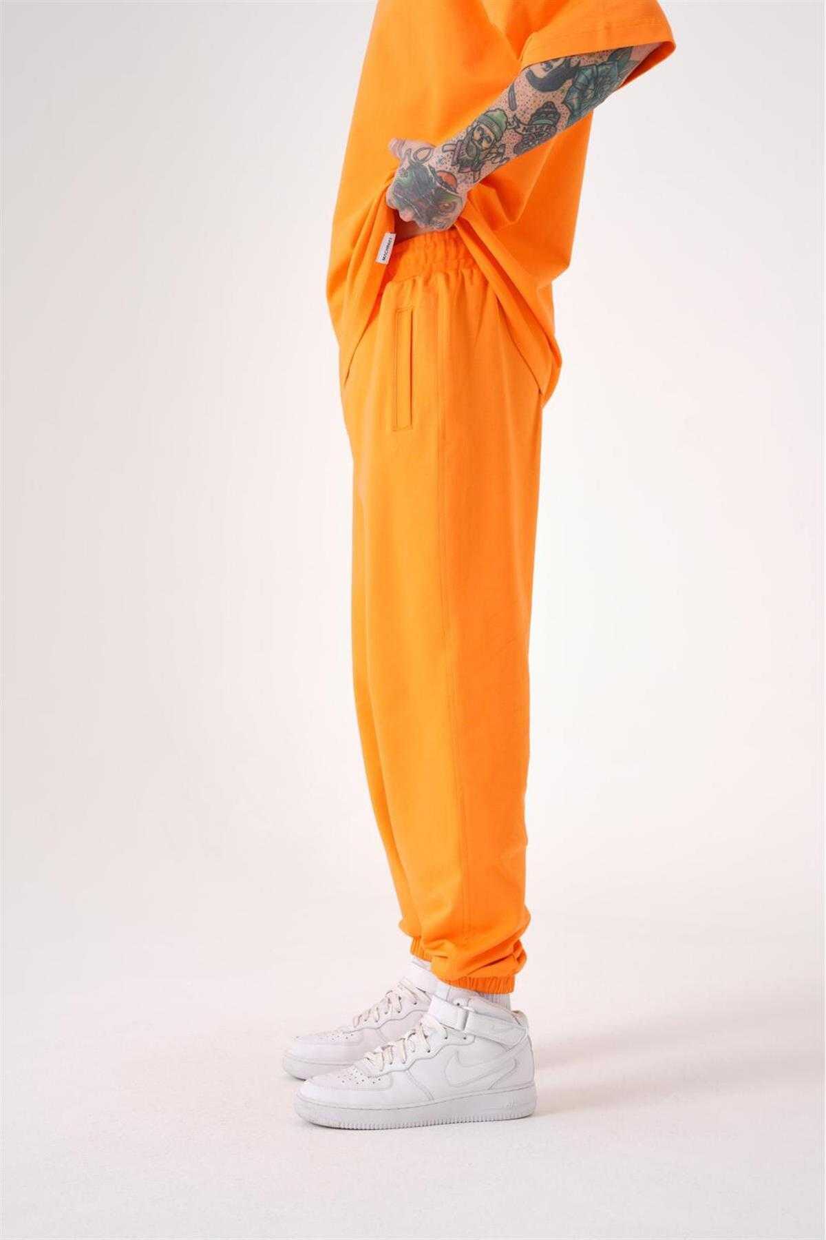 شلوار ورزشی ساده مردانه نارنجی جوگر