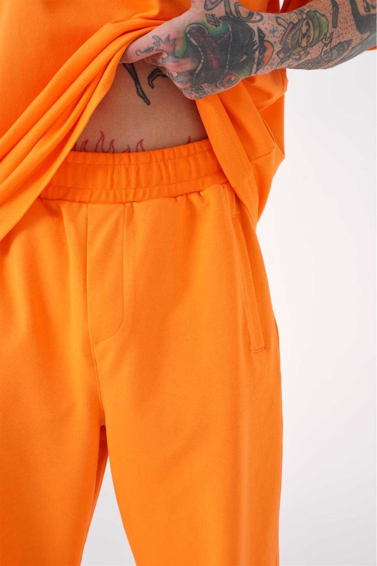 شلوار ورزشی ساده مردانه نارنجی جوگر