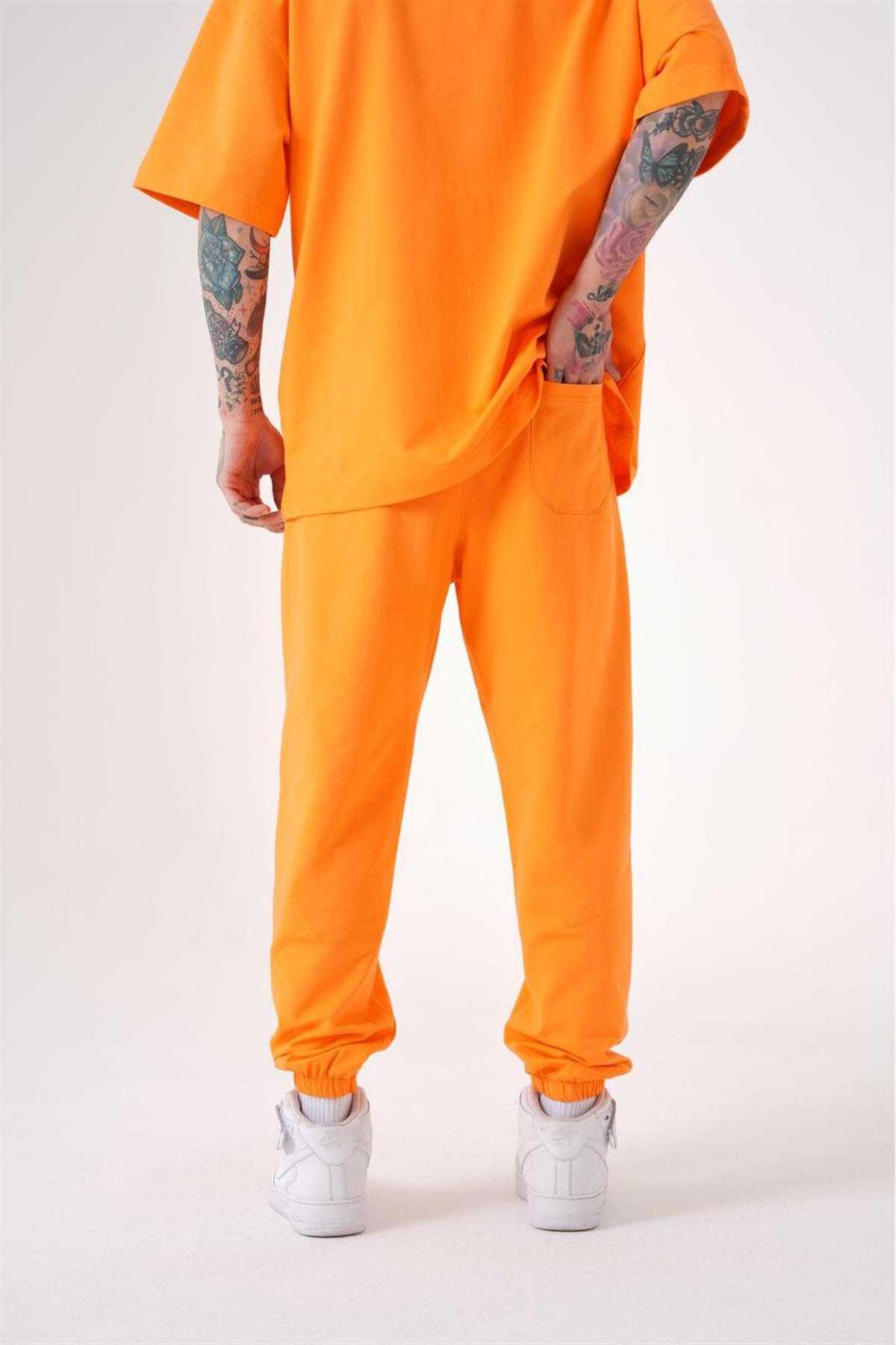 شلوار ورزشی ساده مردانه نارنجی جوگر