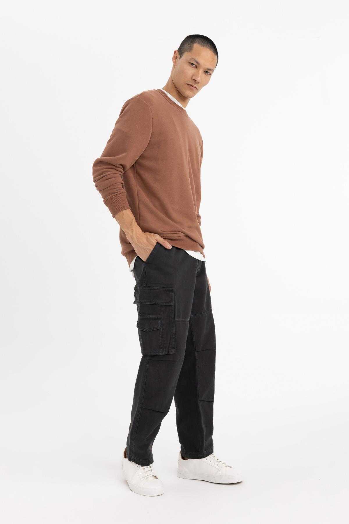 ساق پا گشاد شلوار جیبی باری دور کمر گشاد