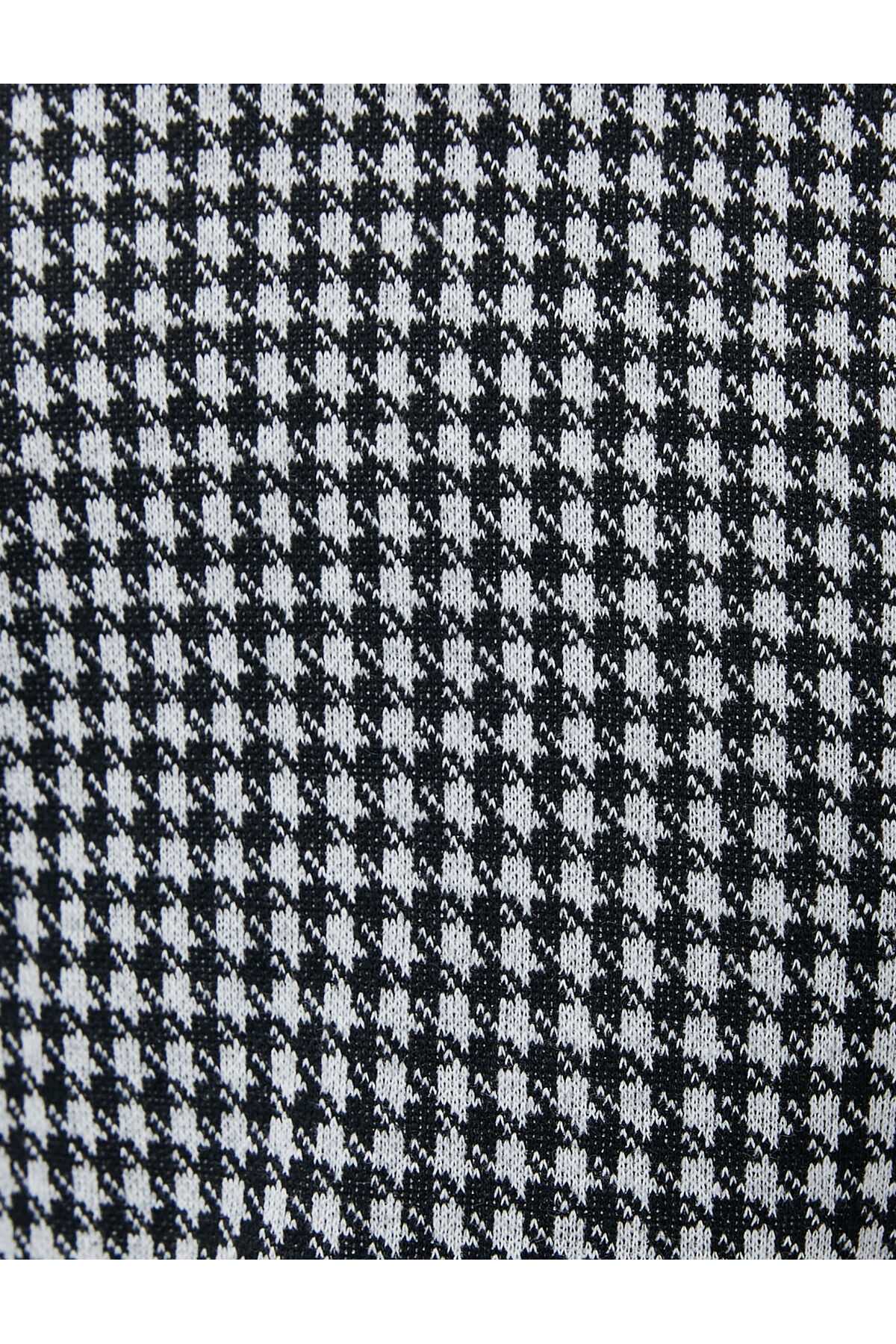 ژاکت یقه خدمه مدل Houndstooth آستین بلند