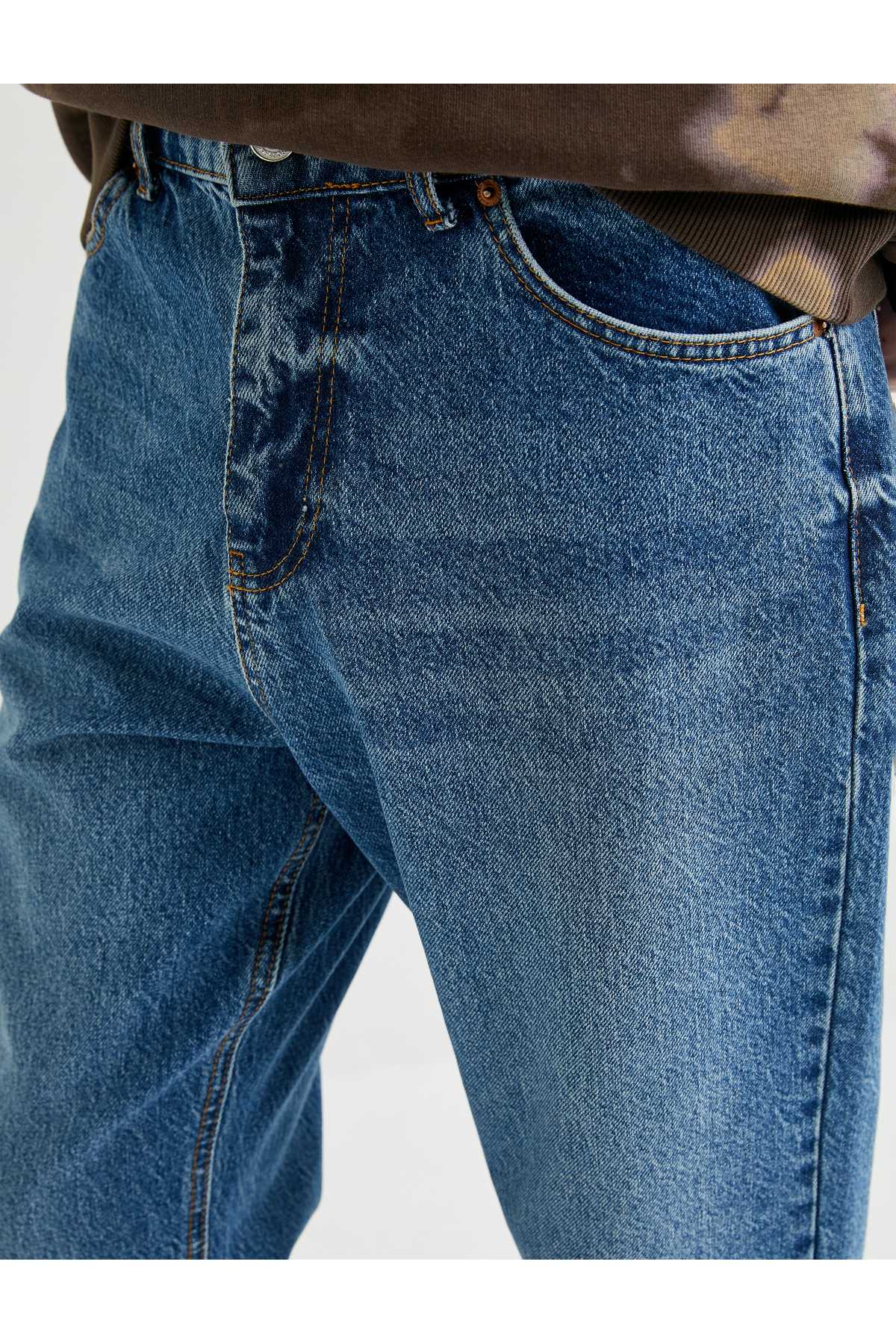 جیب های شلوار جین گشاد کمر استاندارد پنبه ای - Steve Jean