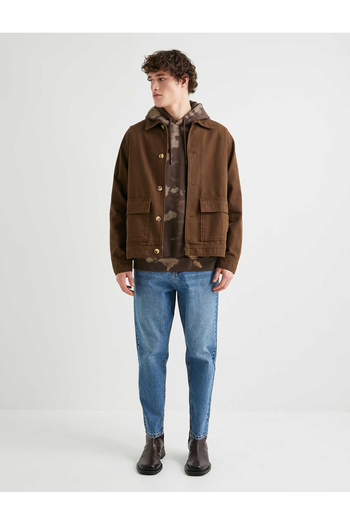 جیب های شلوار جین گشاد کمر استاندارد پنبه ای - Steve Jean