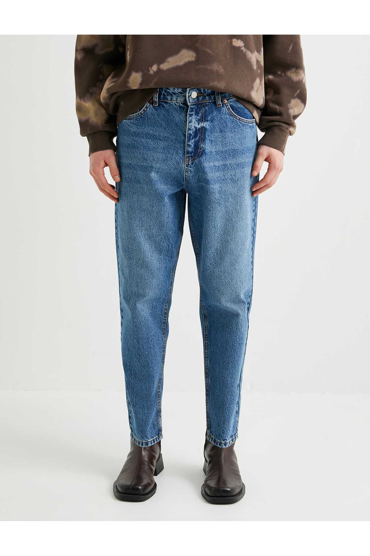 جیب های شلوار جین گشاد کمر استاندارد پنبه ای - Steve Jean