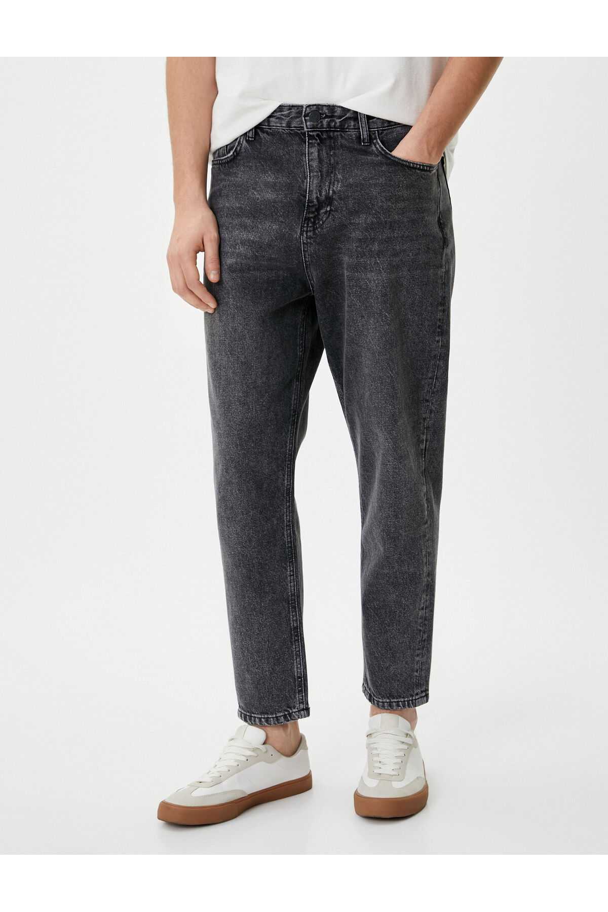 جیب های شلوار جین گشاد کمر استاندارد پنبه ای - Steve Jean